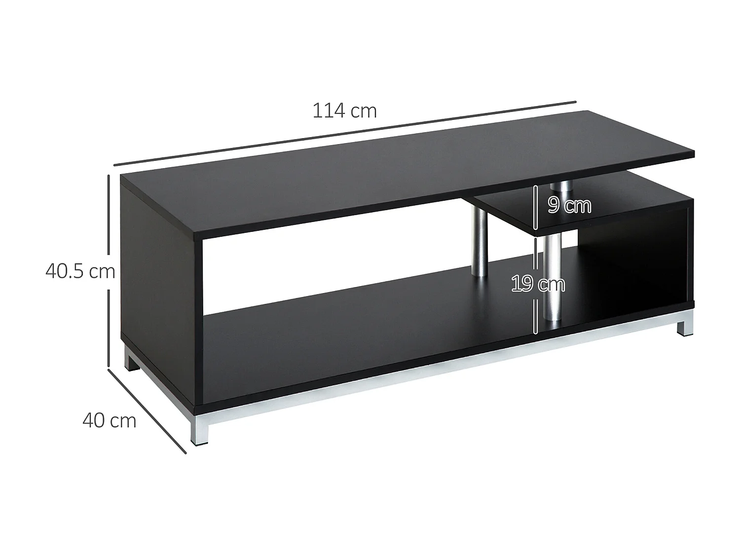 Mobile tv moderno con ripiano in legno nero