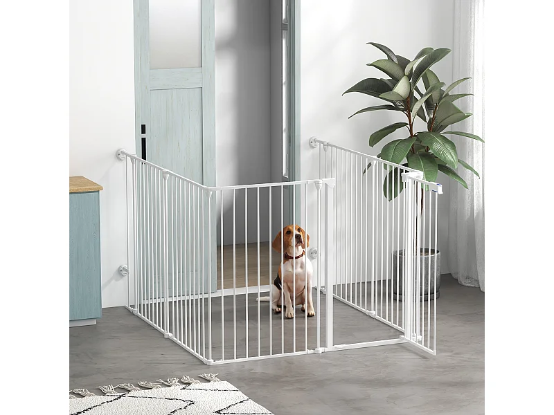 Cancellino per cani pieghevole con chiusura di sicurezza bianco