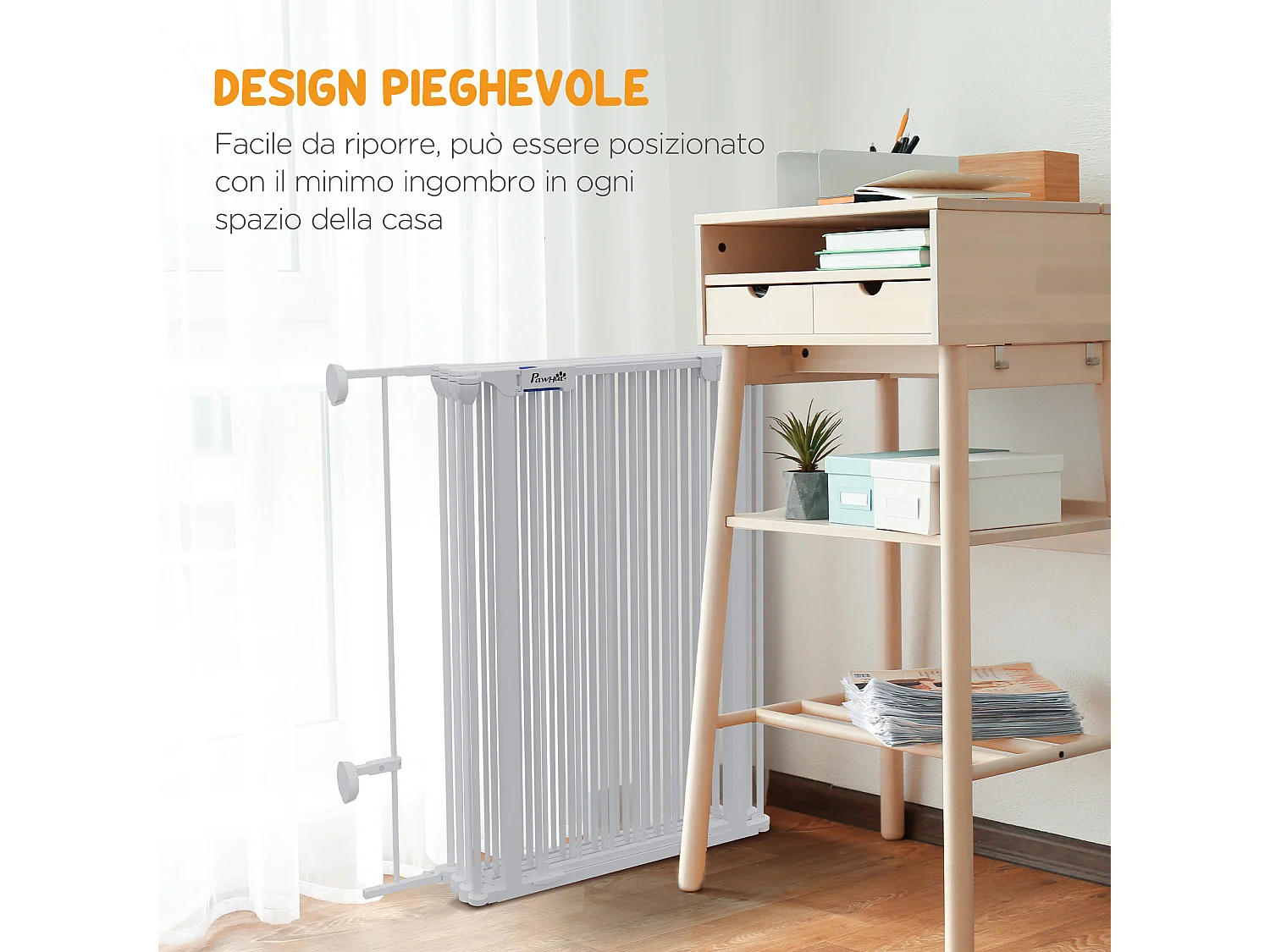 Cancellino per cani pieghevole con chiusura di sicurezza bianco