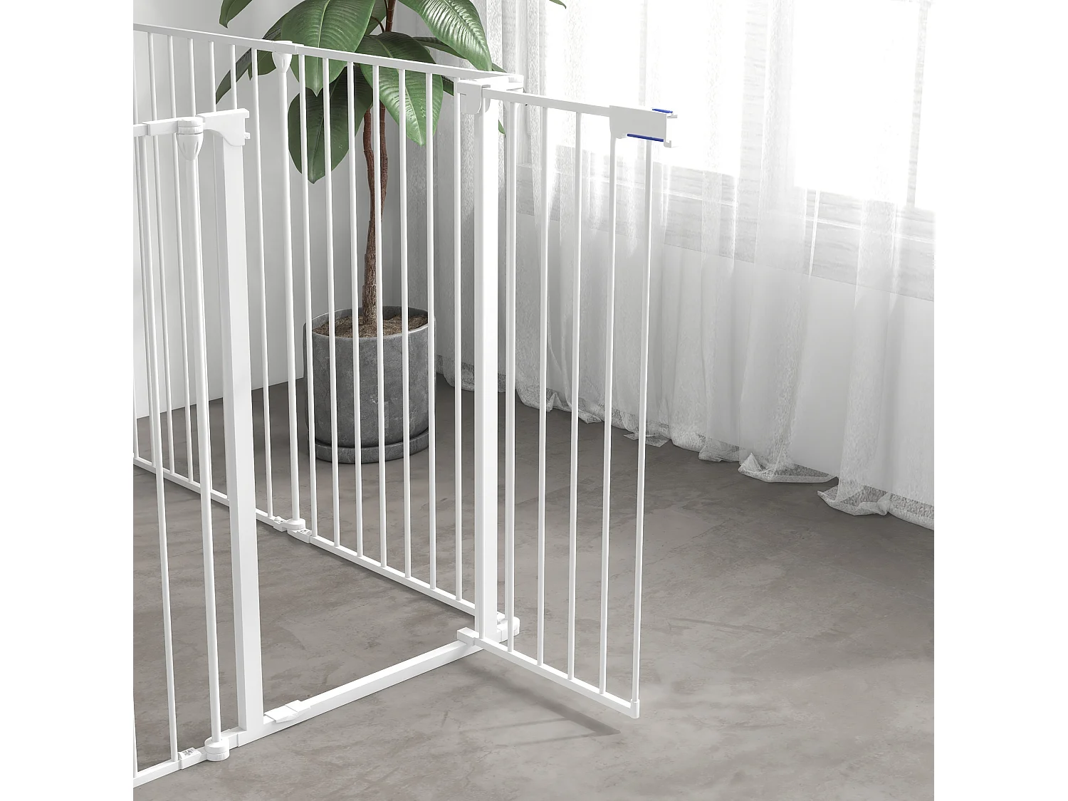 Cancellino per cani pieghevole con chiusura di sicurezza bianco