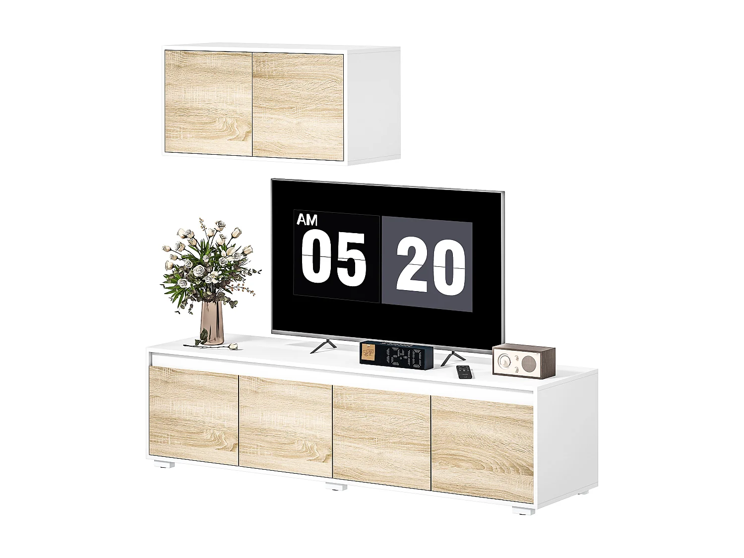 Set 2 pezzi parete attrezzata da soggiorno in truciolato