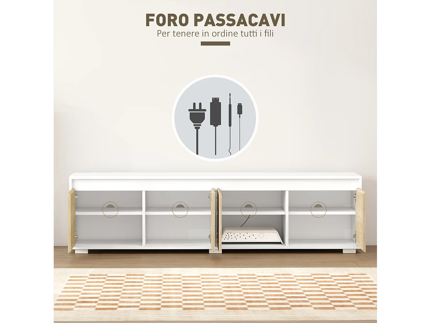 Set 2 pezzi parete attrezzata da soggiorno in truciolato