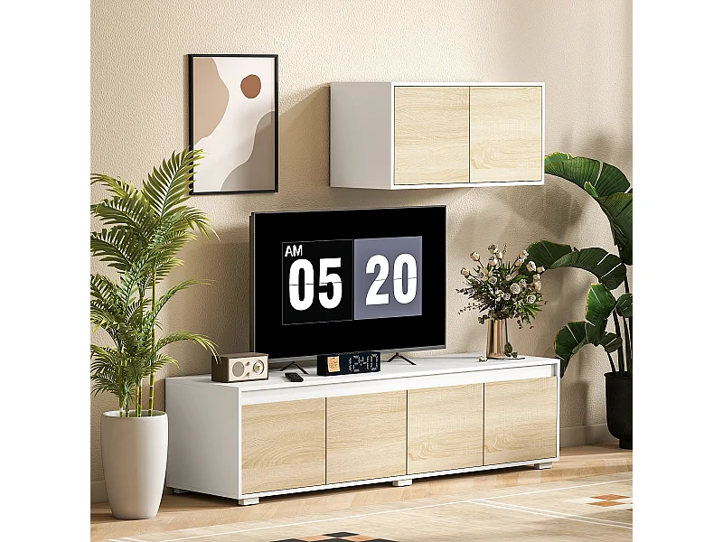 Set 2 pezzi parete attrezzata da soggiorno in truciolato