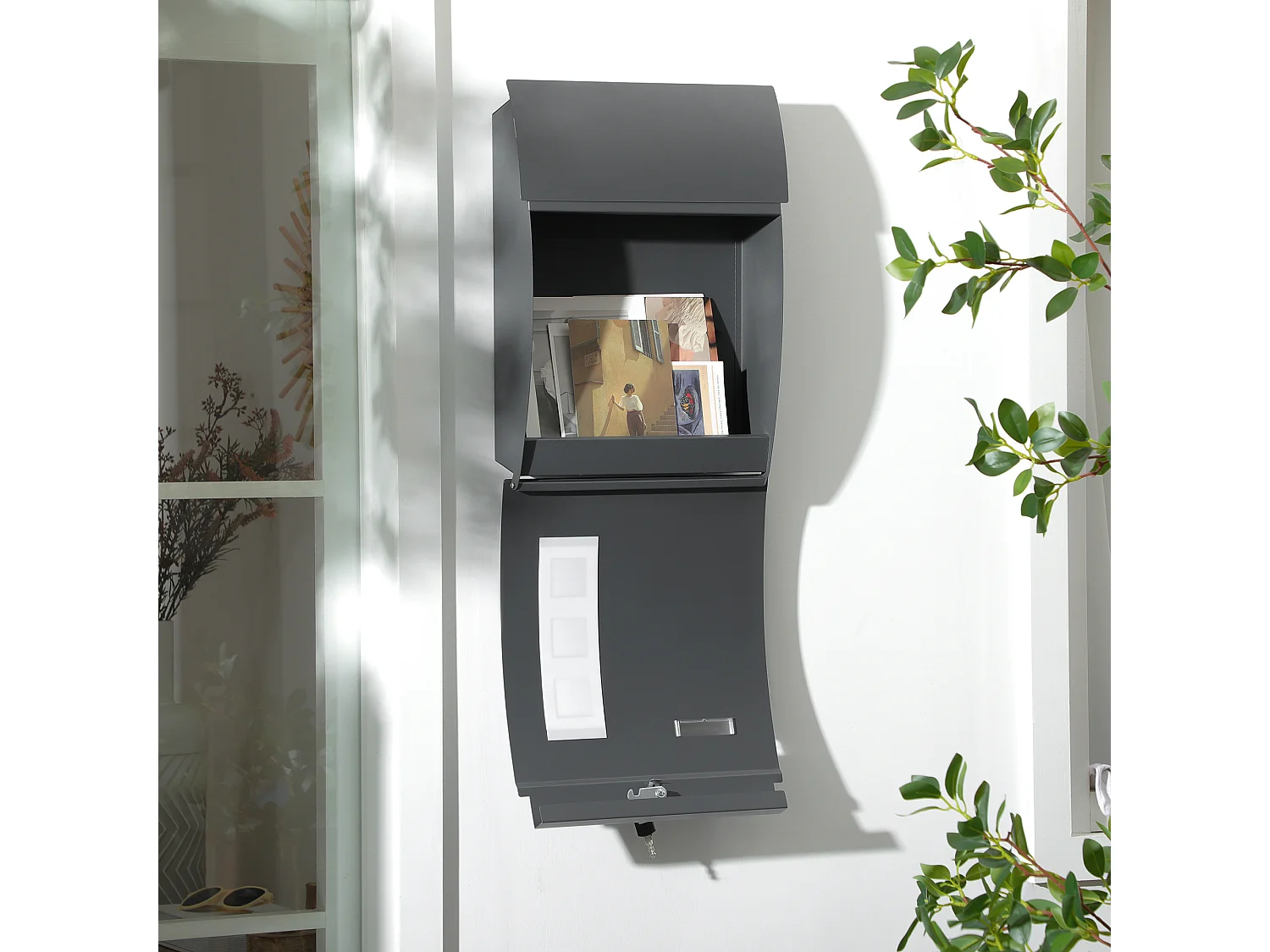 Cassetta postale in acciaio zincato con 3 fessure e 2 chiavi