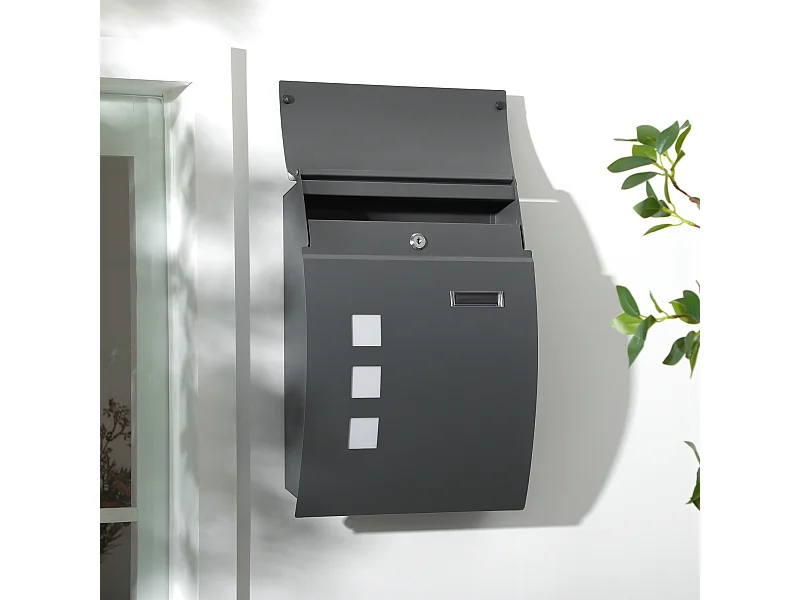 Cassetta postale in acciaio zincato con 3 fessure e 2 chiavi