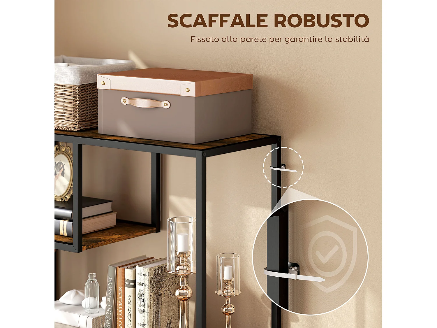 Libreria scaffale a 7 ripiani, libreria verticale salvaspazio struttura in acciaio