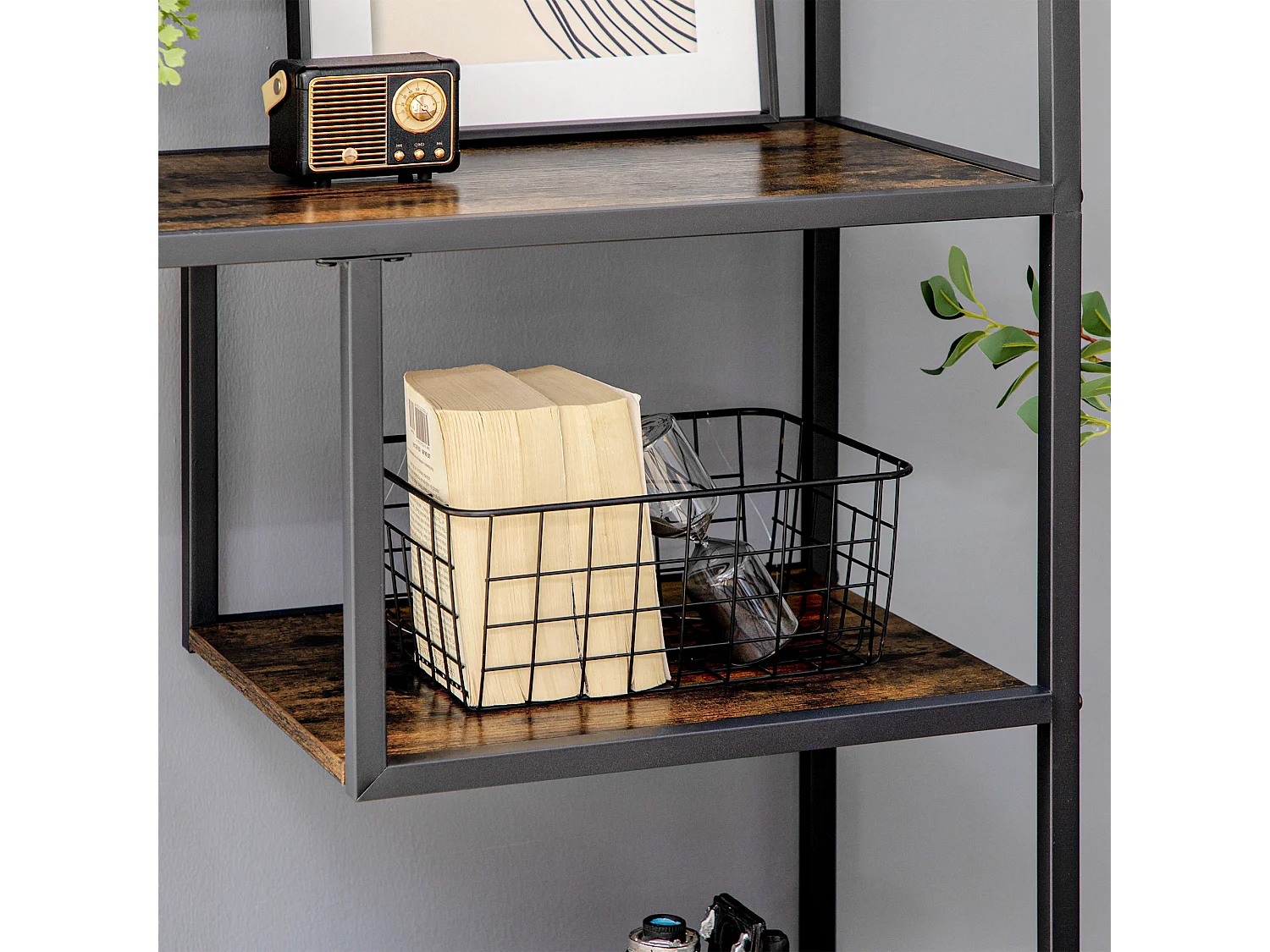 Libreria scaffale a 7 ripiani, libreria verticale salvaspazio struttura in acciaio