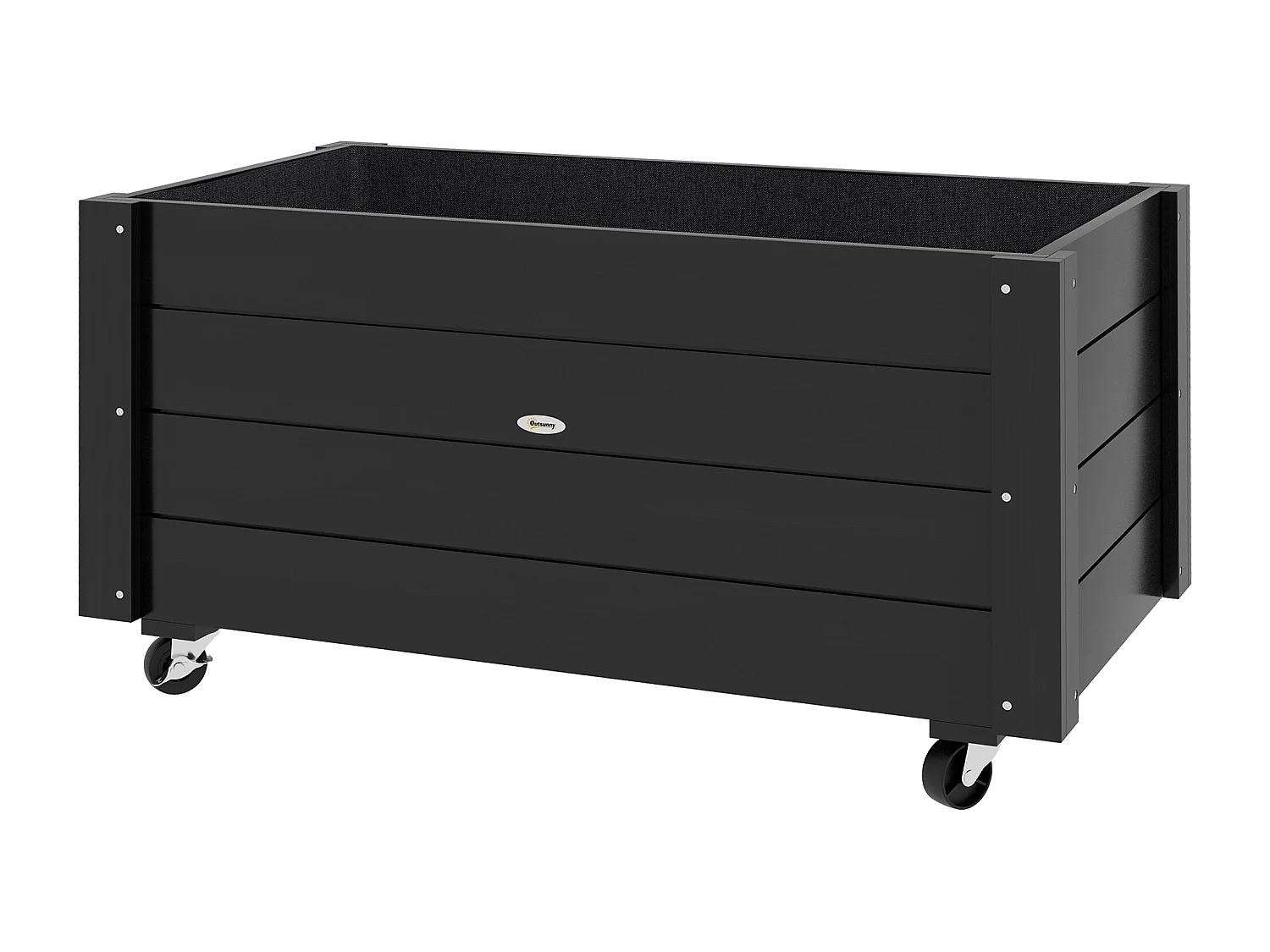 Fioriera da giardino in legno con foro di drenaggio e fodera nera