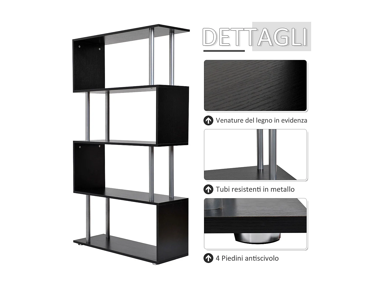 Libreria di design con scaffale nero