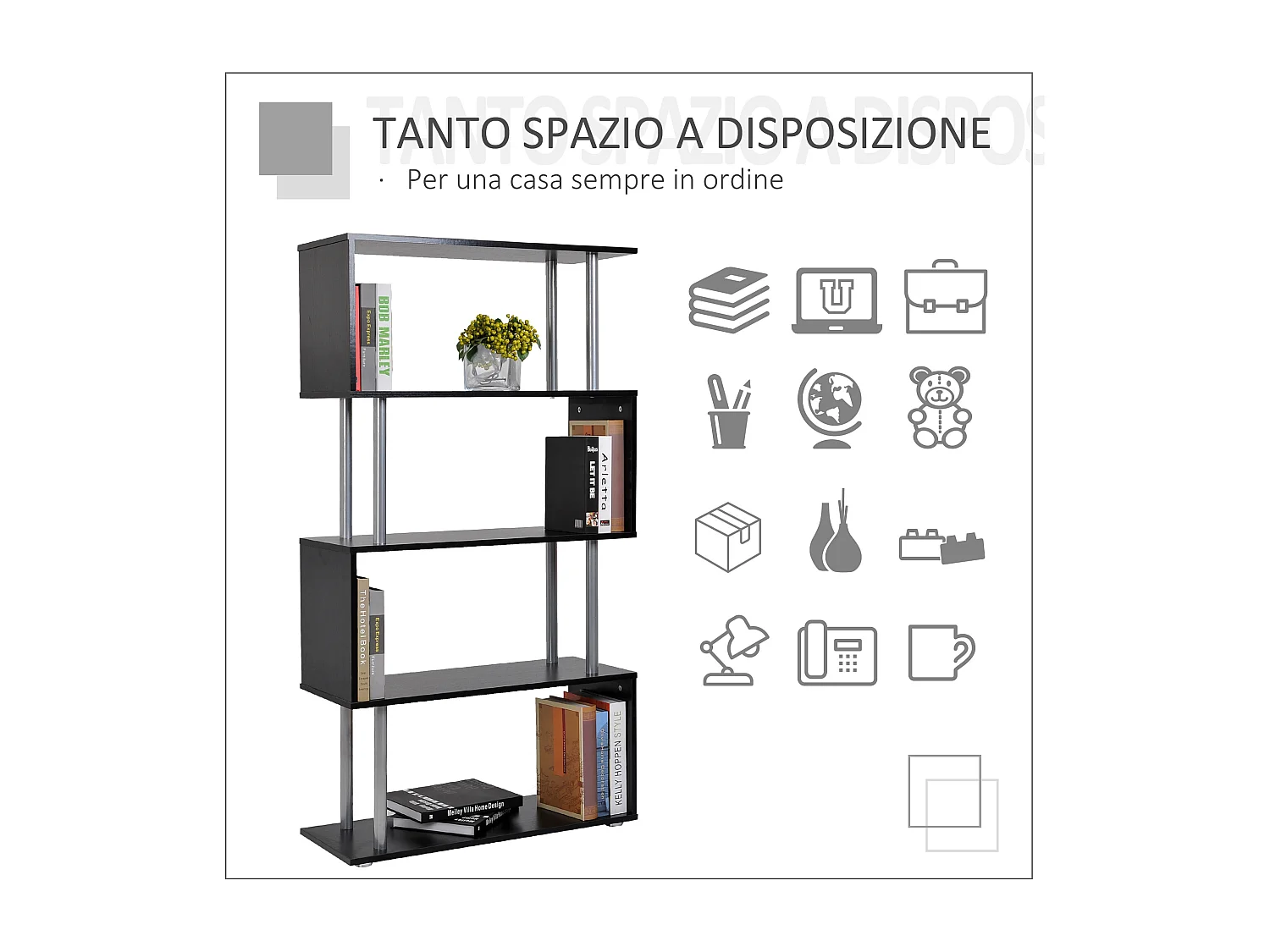 Libreria di design con scaffale nero