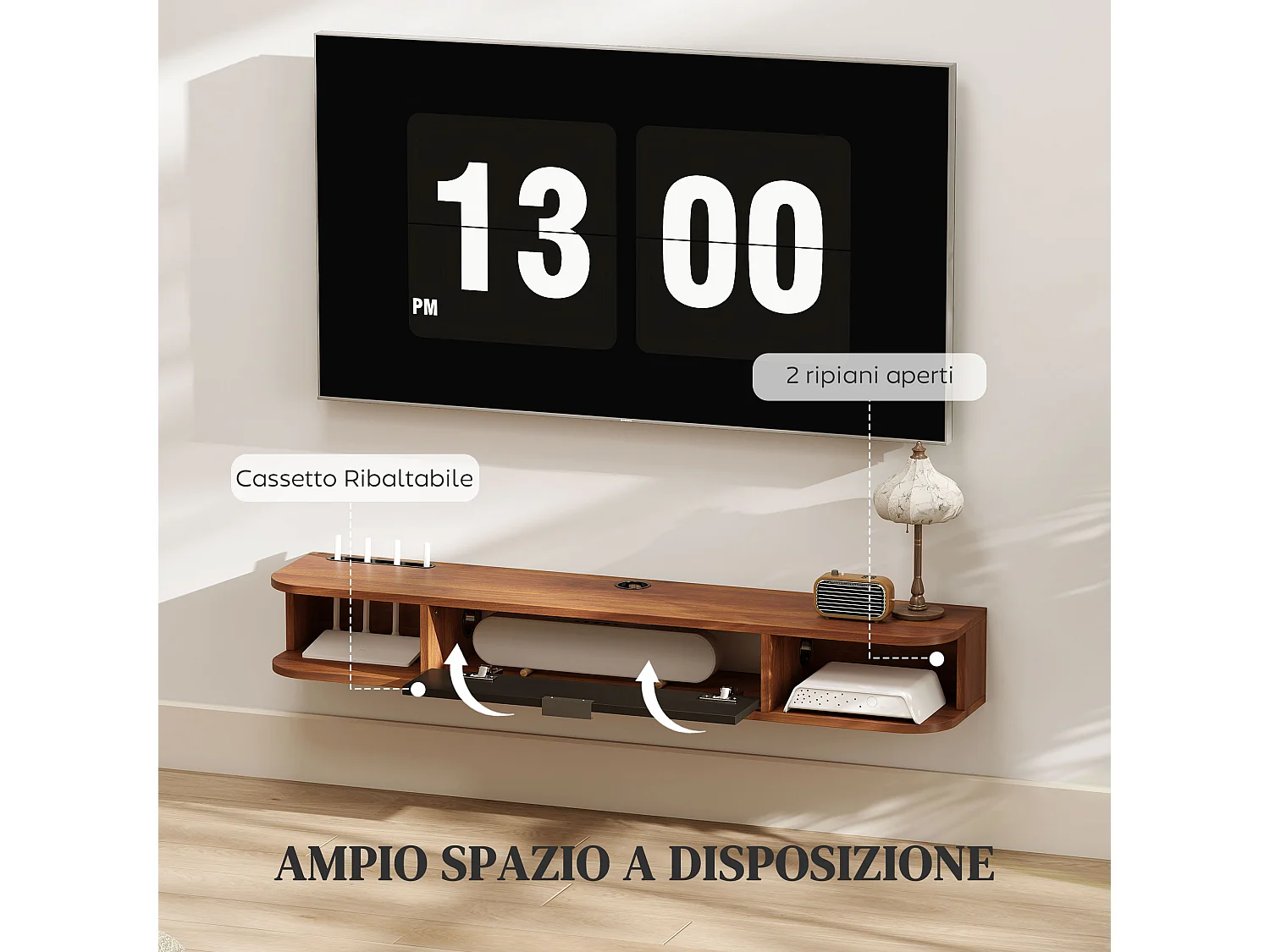 Mobile tv sospeso mobile porta tv fino a 50" con cassetto ribaltabile