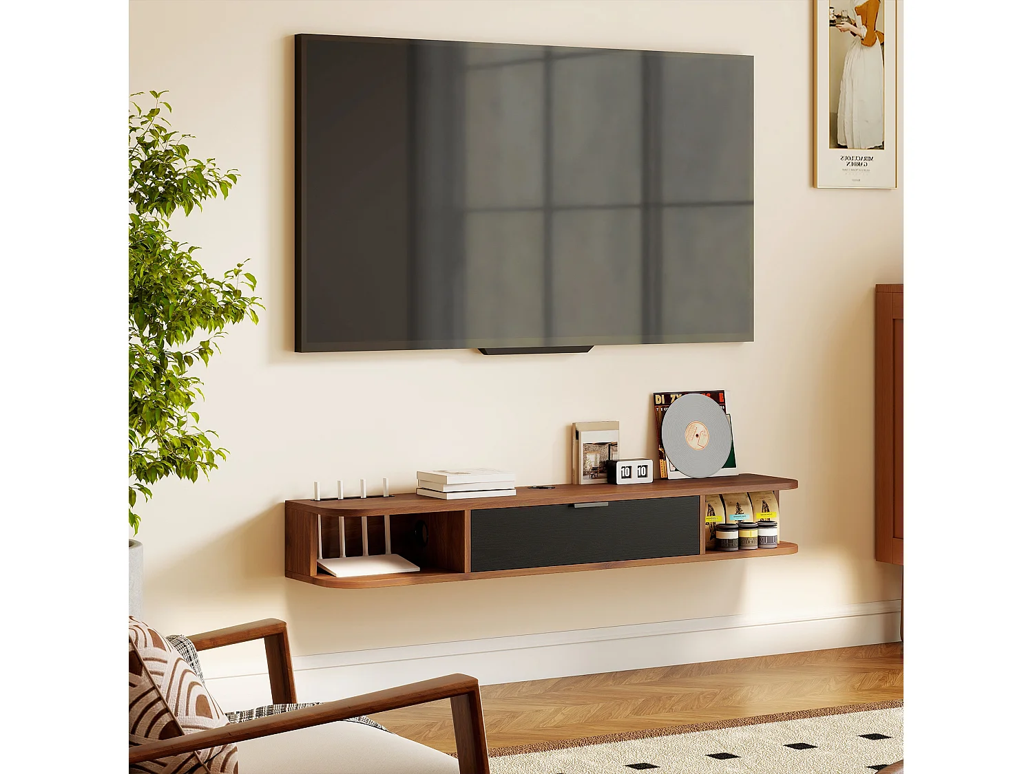 Mobile tv sospeso mobile porta tv fino a 50" con cassetto ribaltabile