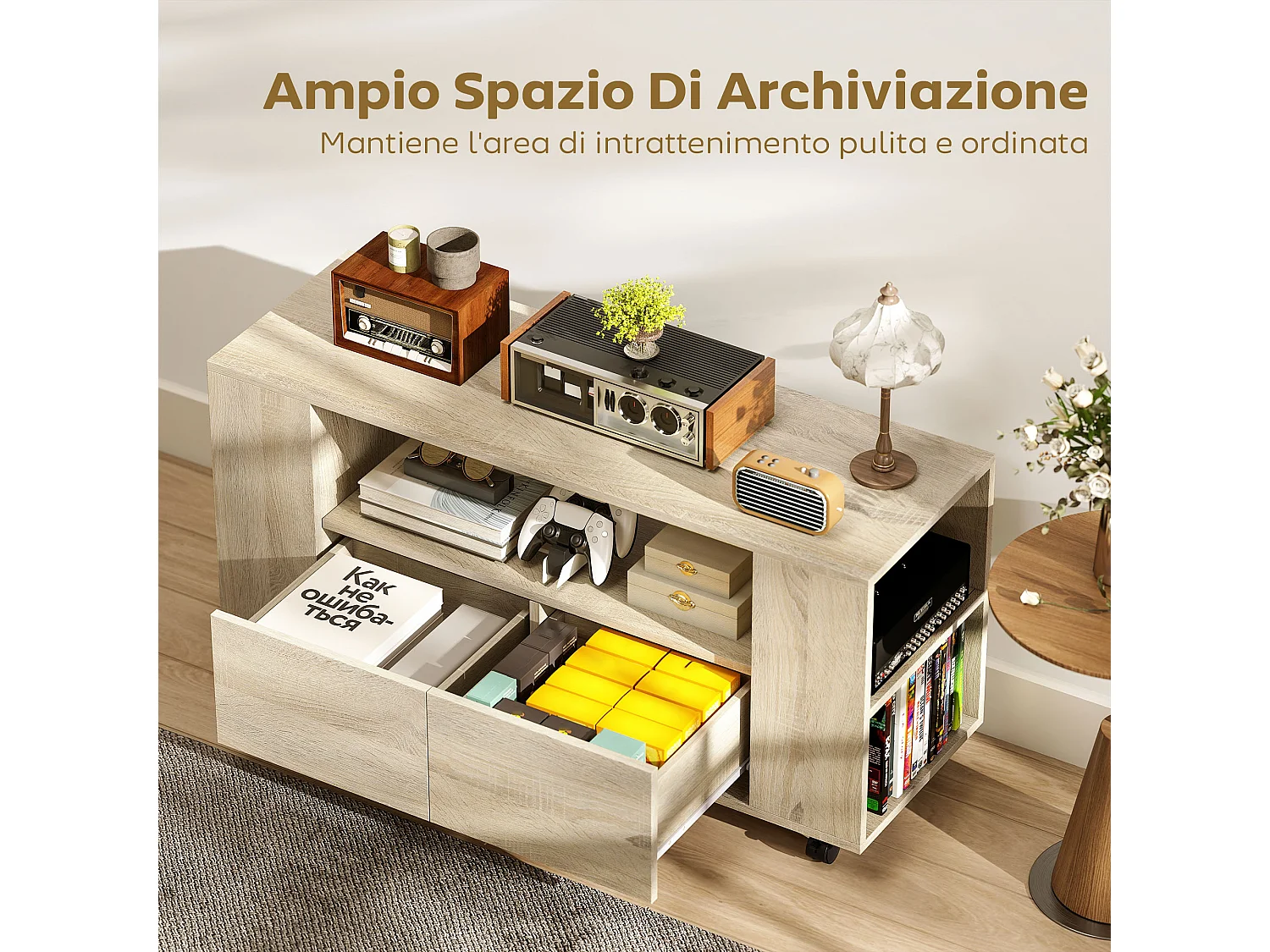 Mobile porta tv fino a 42 mobiletto tv con ruote girevoli e freno