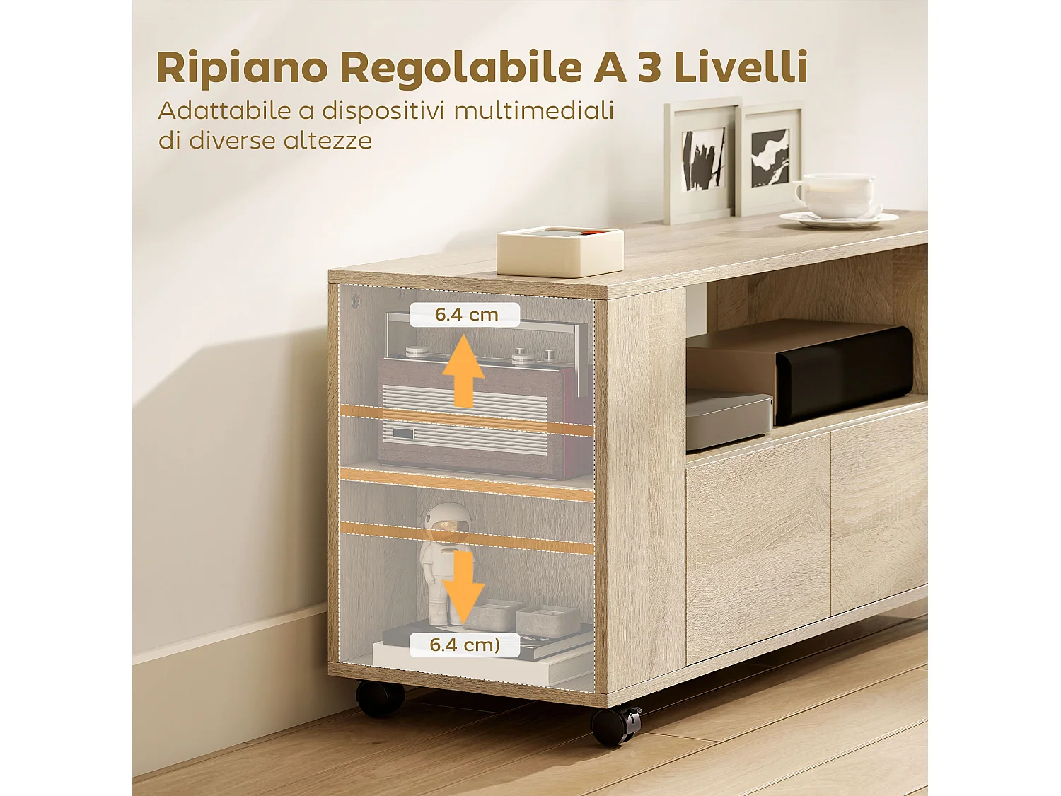 Mobile porta tv fino a 42 mobiletto tv con ruote girevoli e freno