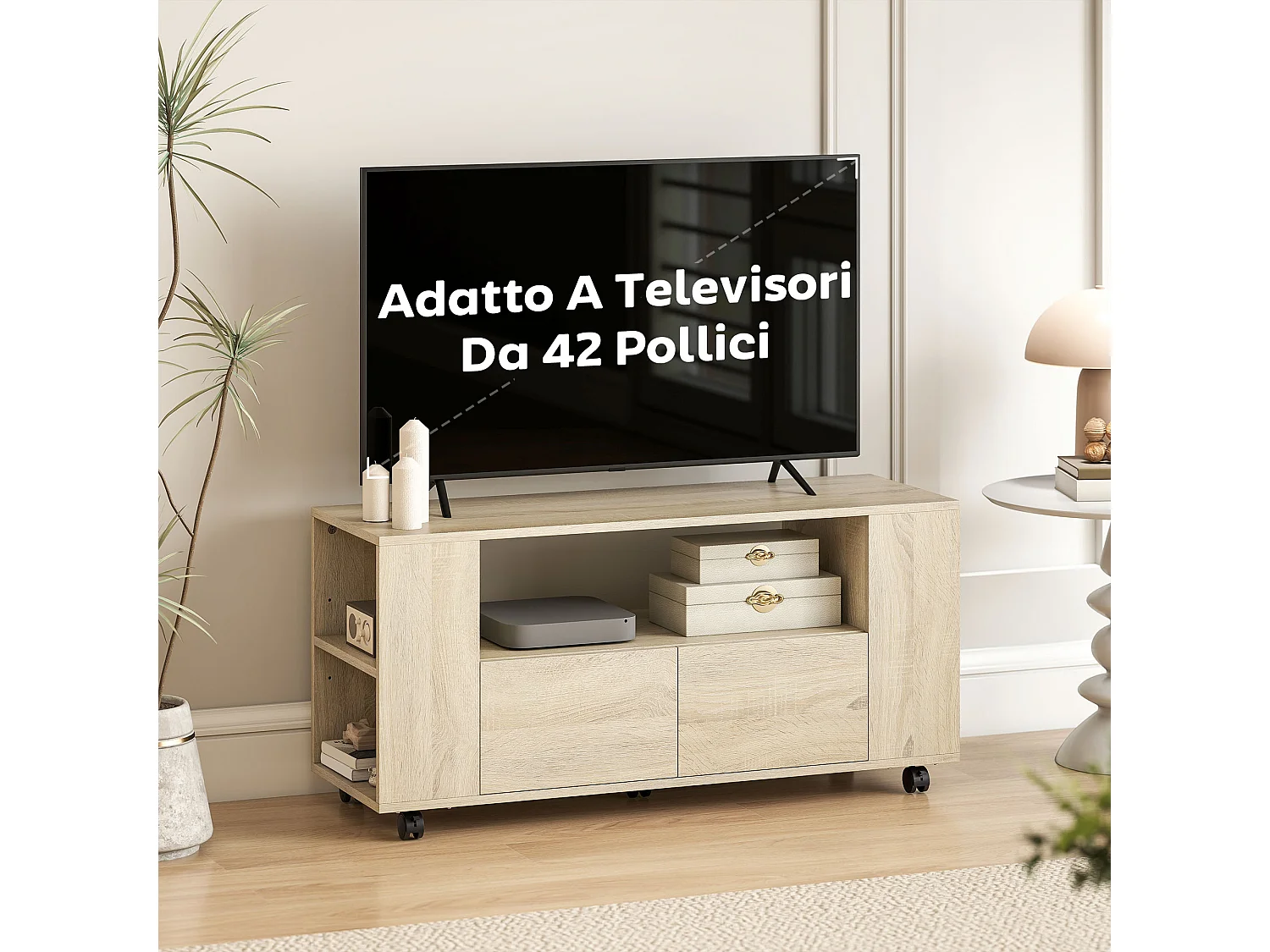 Mobile porta tv fino a 42 mobiletto tv con ruote girevoli e freno