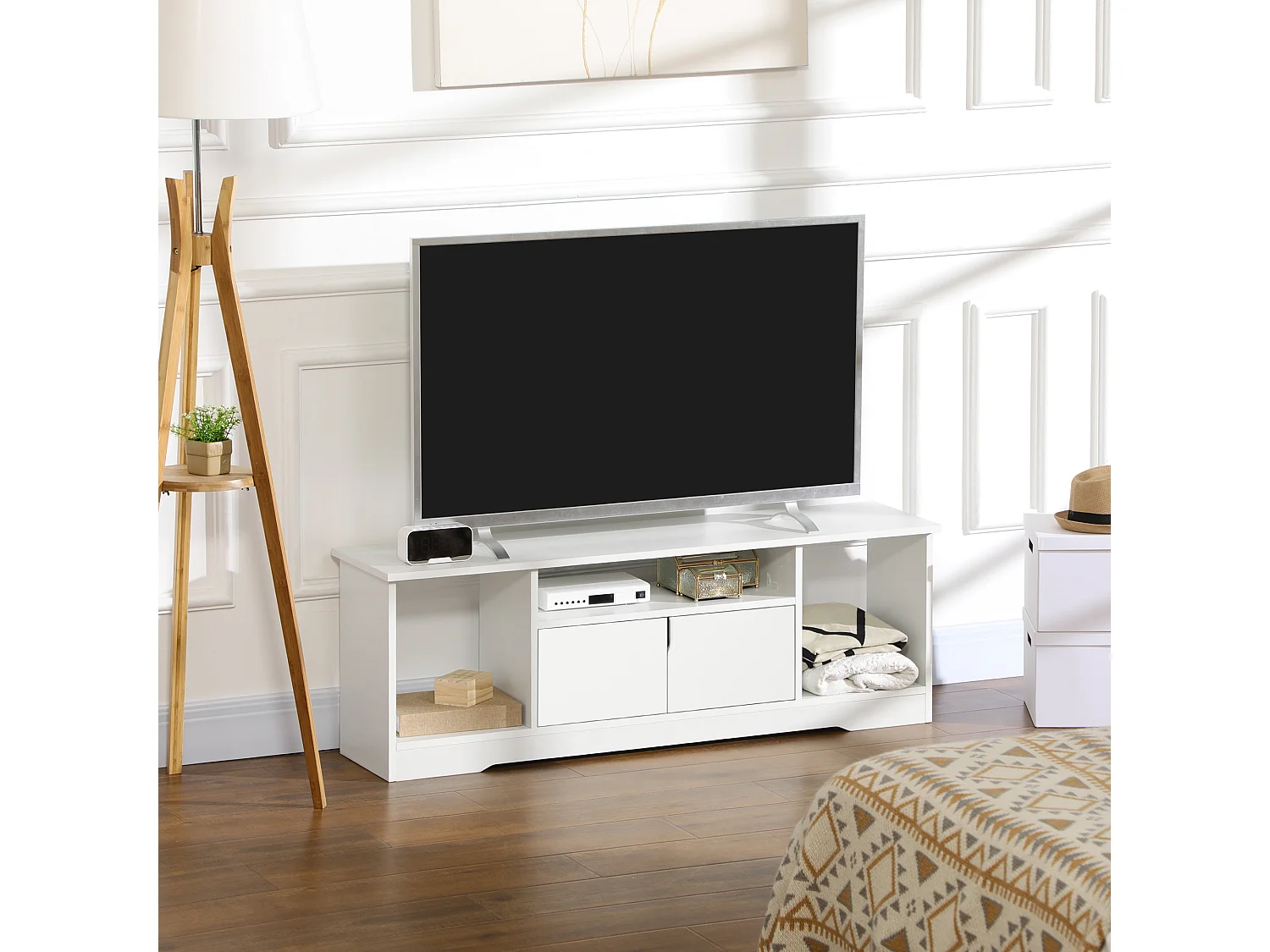 Mobile tv fino a 42 pollice armadietto e ripiani in legno 120x30x41cm