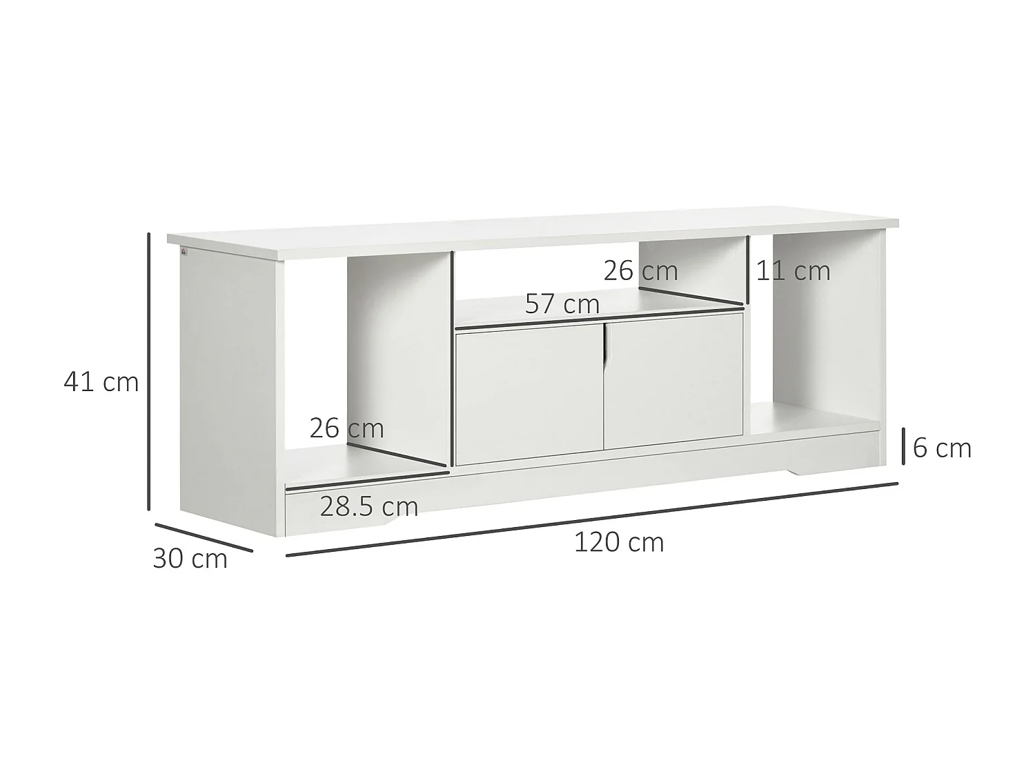 Mobile tv fino a 42 pollice armadietto e ripiani in legno 120x30x41cm
