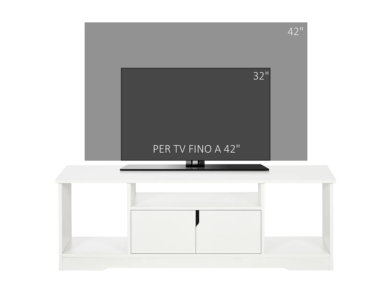 Mobile tv fino a 42 pollice armadietto e ripiani in legno 120x30x41cm