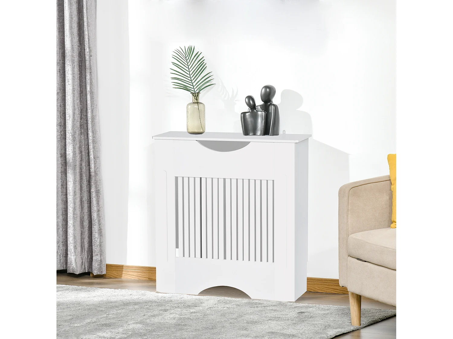 Copritermosifone bianco in mdf 78x19x82 cm con piano d'appoggio