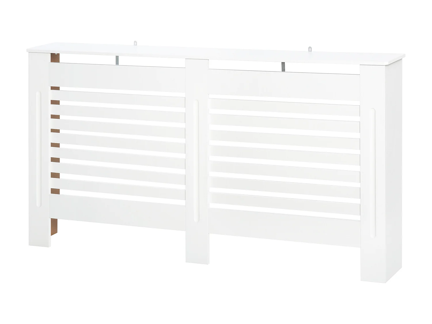 Copritermosifoni a doghe con ripiano in legno bianco 172x19x81 cm