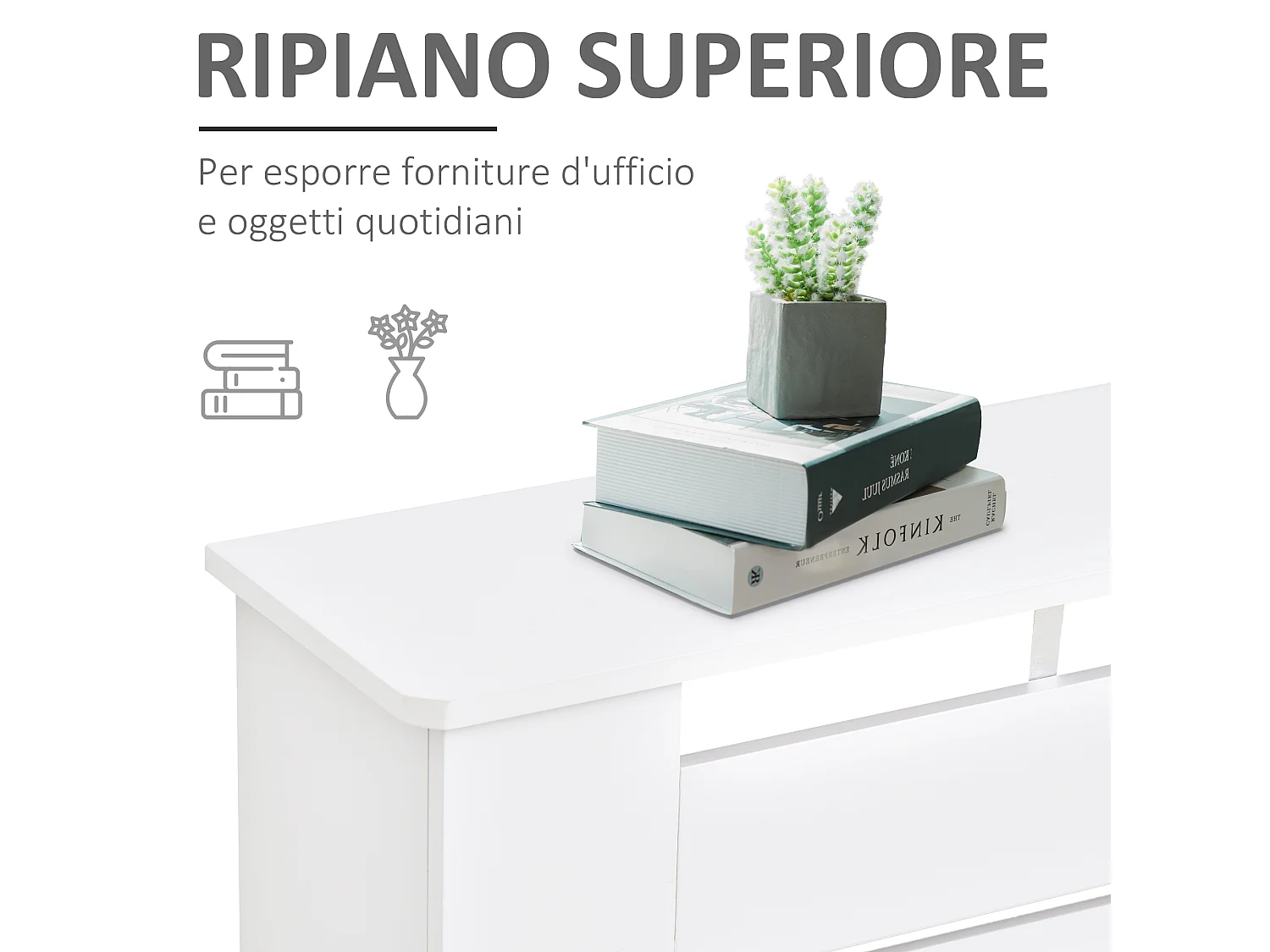 Copritermosifoni a doghe con ripiano in legno bianco 172x19x81 cm