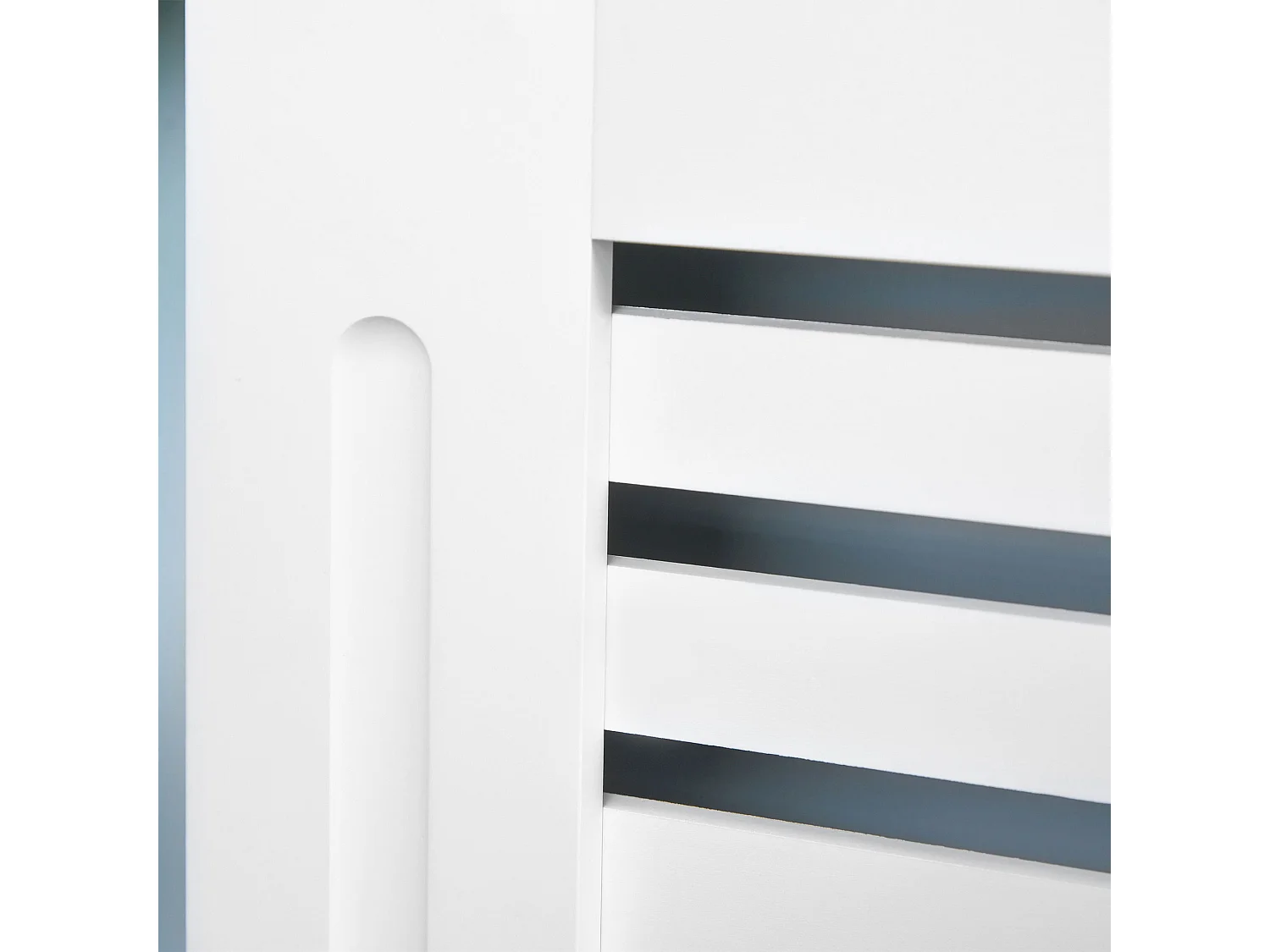 Copritermosifoni a doghe con ripiano in legno bianco 172x19x81 cm