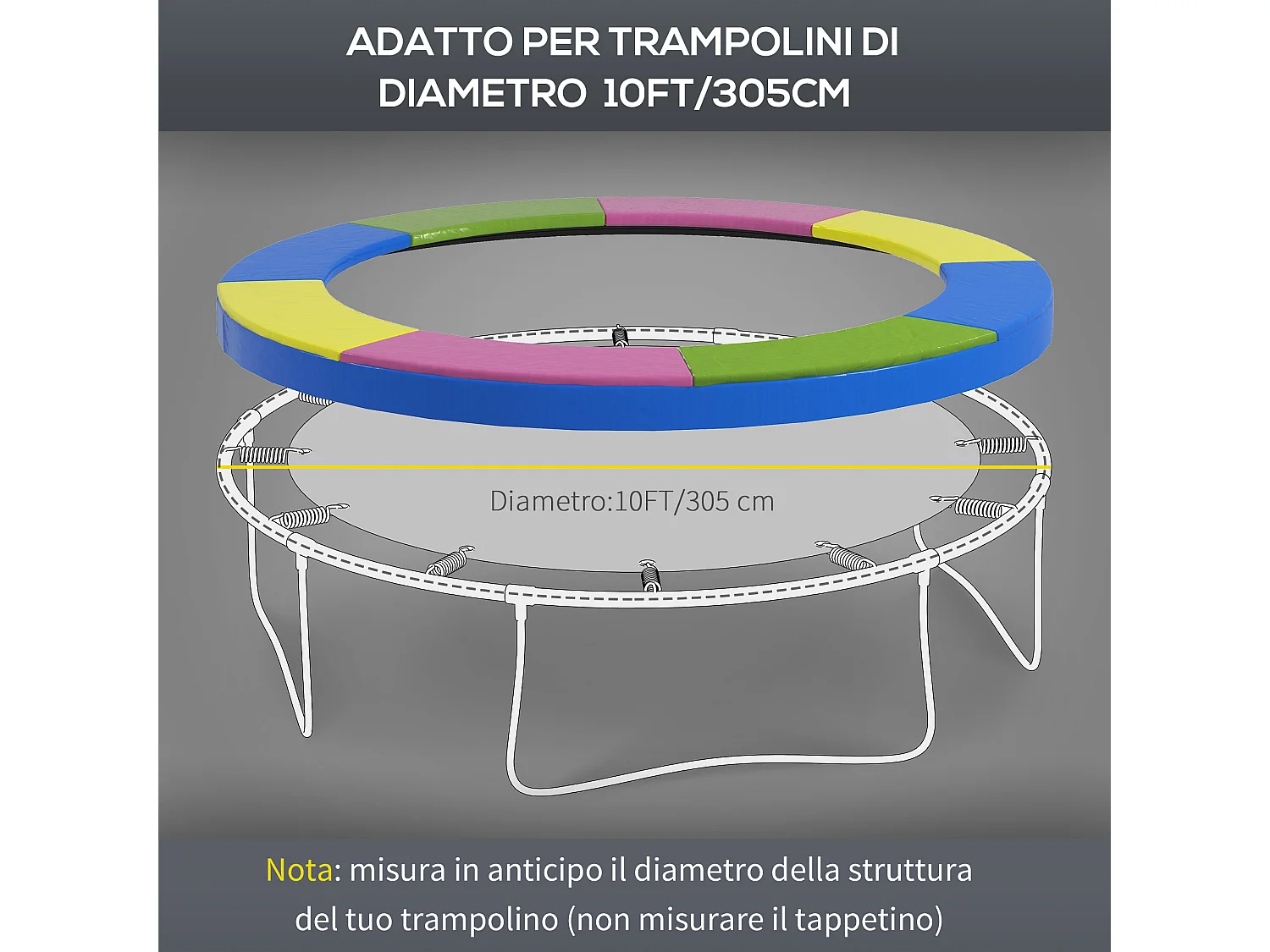 Copertura tappeto elastico ø305x30cm pieghevole e portatile