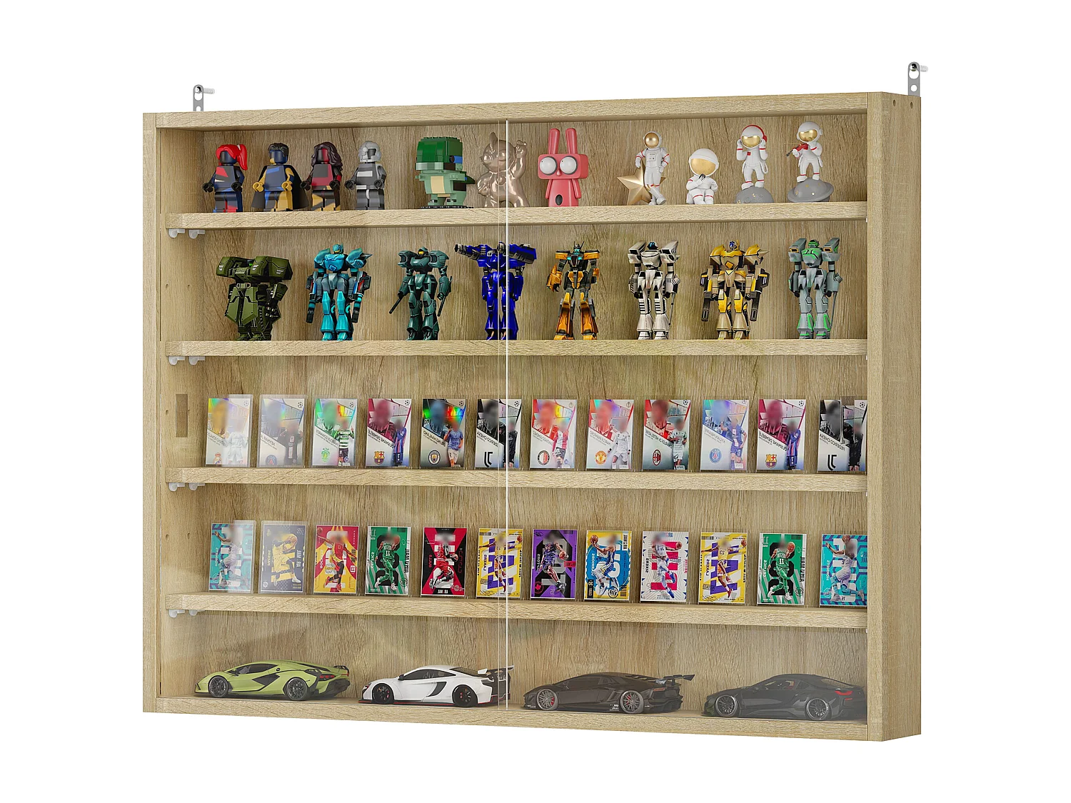 Vetrina espositiva da parete a 4 ripiani regolabili vetrinetta per collezionismo