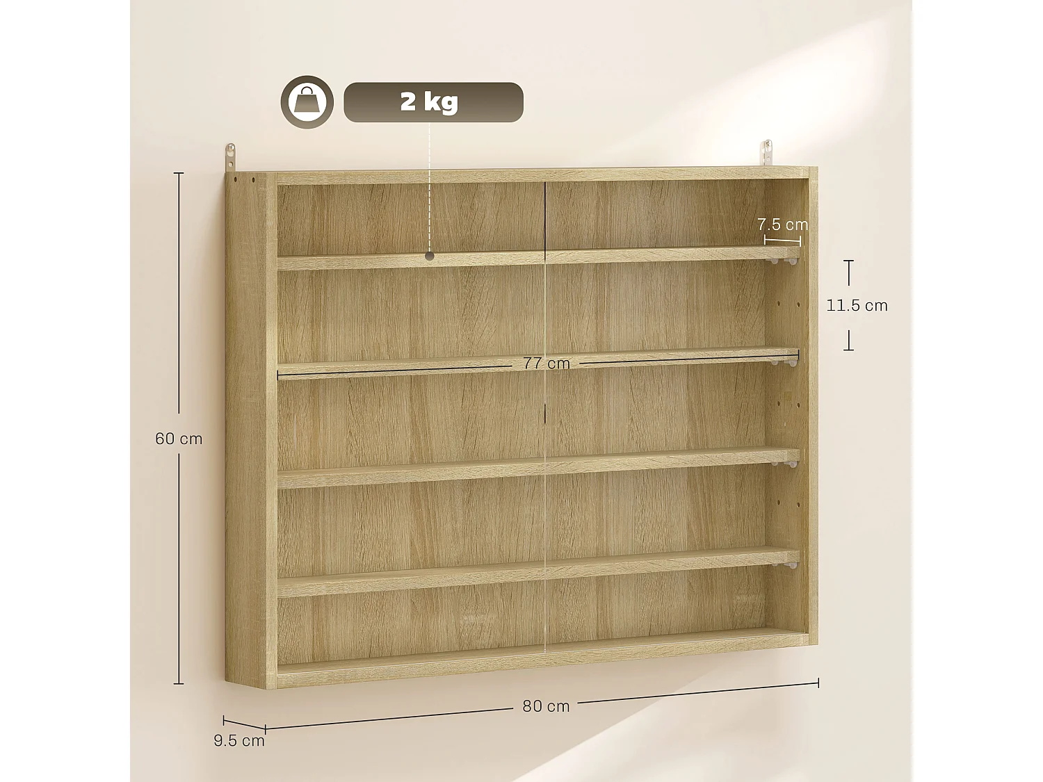 Vetrina espositiva da parete a 4 ripiani regolabili vetrinetta per collezionismo