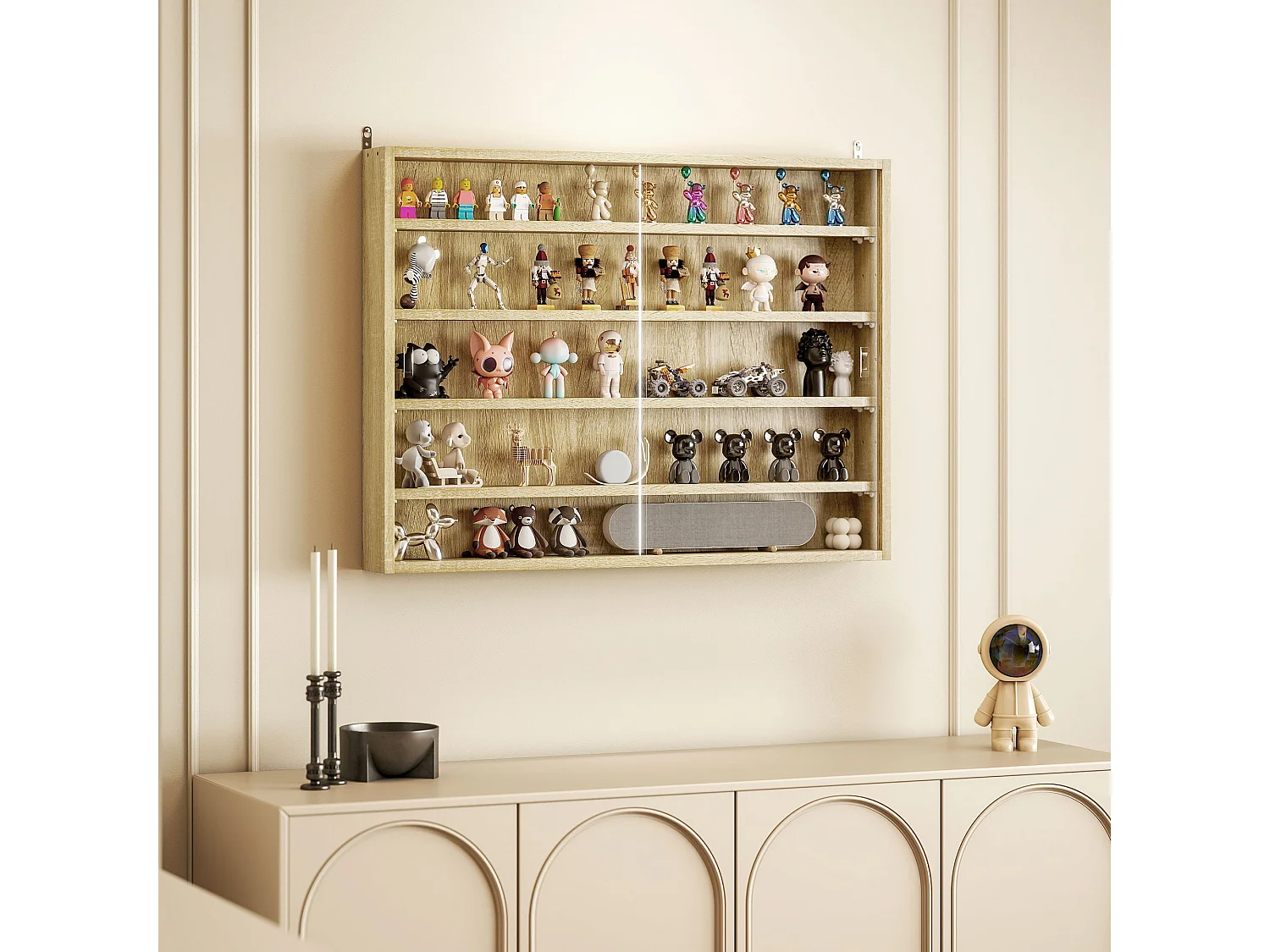 Vetrina espositiva da parete a 4 ripiani regolabili vetrinetta per collezionismo