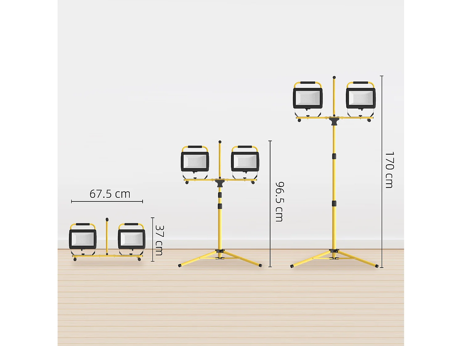 Faretti led da lavoro da 6500k con treppiede giallo e nero