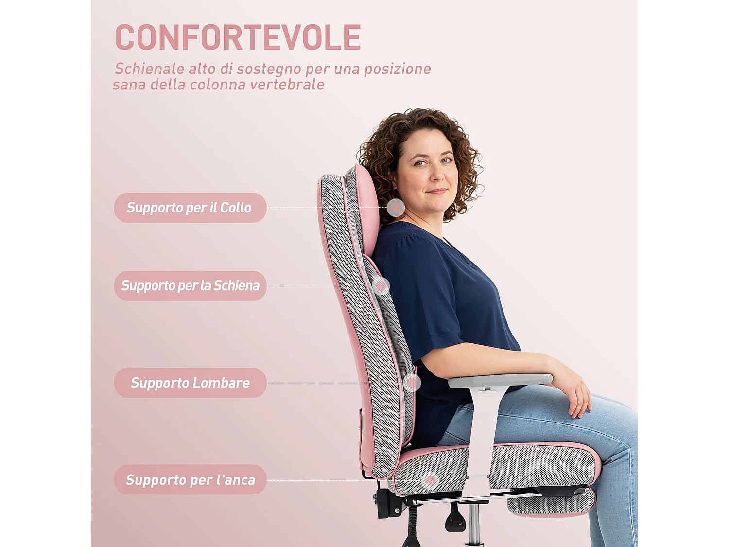 Sedia da ufficio ergonomica con braccioli regolabili