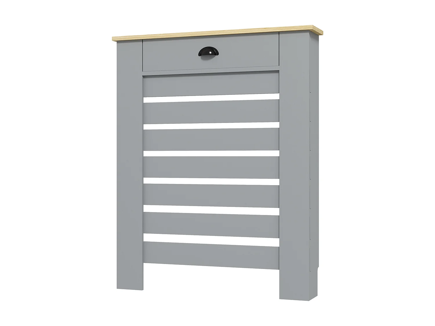 Copritermosifone a doghe con cassetto in mdf 78x19x95.5cm grigio