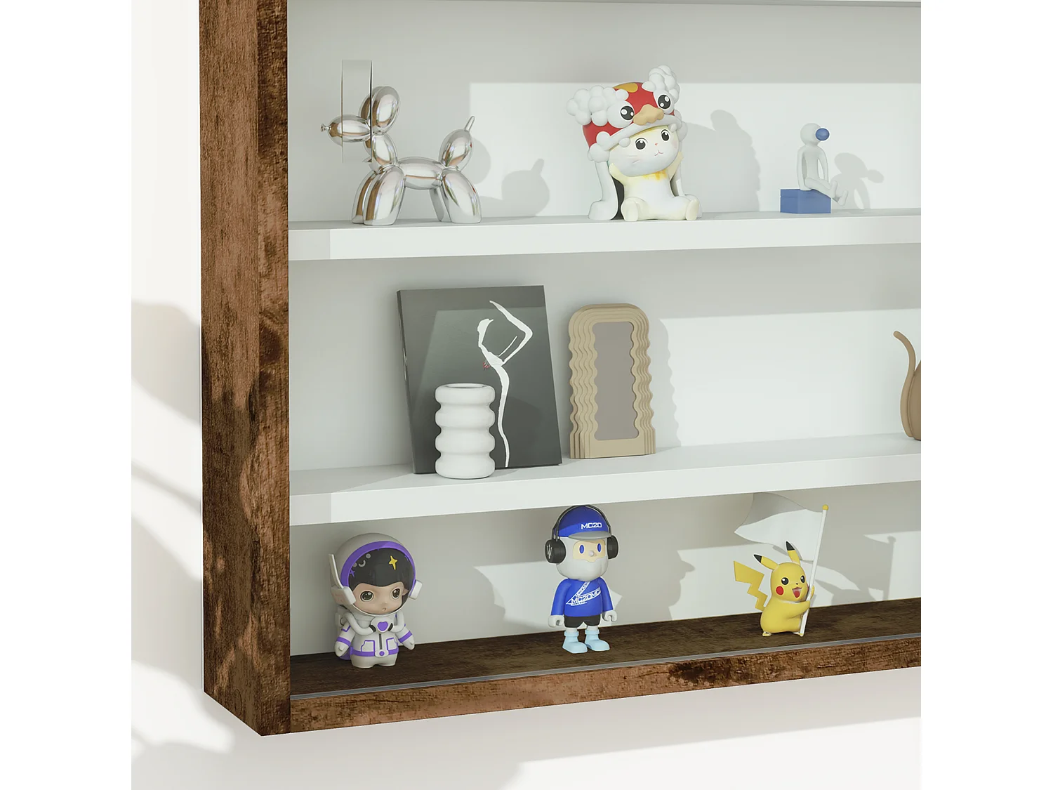 Vetrina espositiva da parete a 4 ripiani regolabili vetrinetta per collezionismo