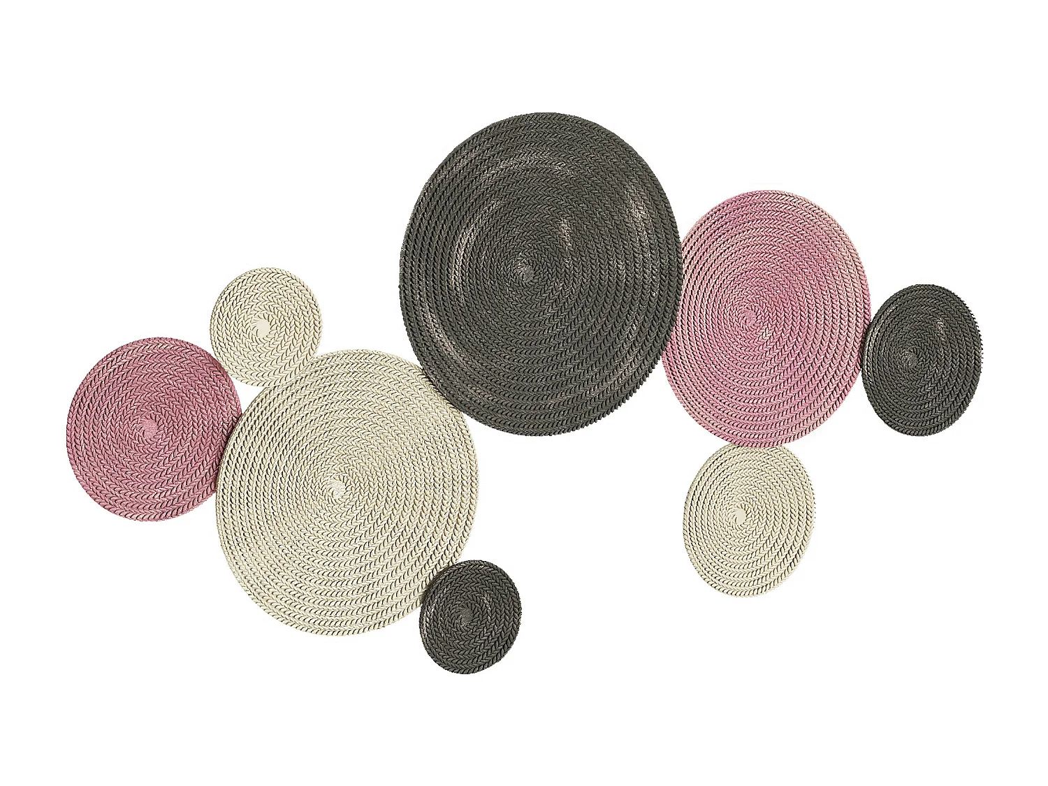 Wall art a 8 dischi 3d in metallo color bronzo, arancione e giallo