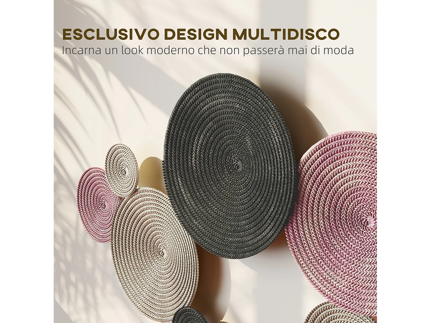 Wall art a 8 dischi 3d in metallo color bronzo, arancione e giallo