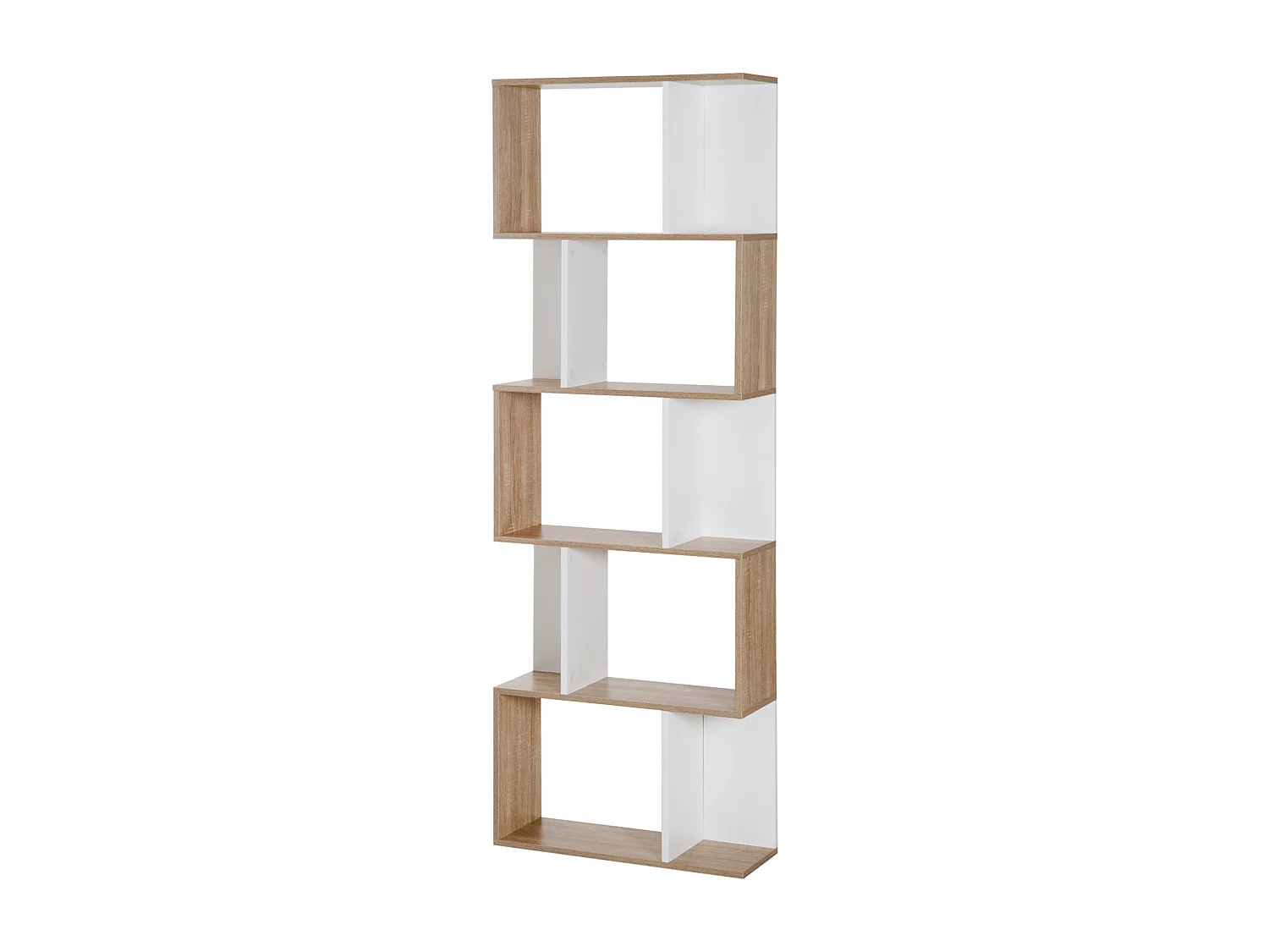 Mobile libreria design moderno a 5 ripiani in legno bianco e legno