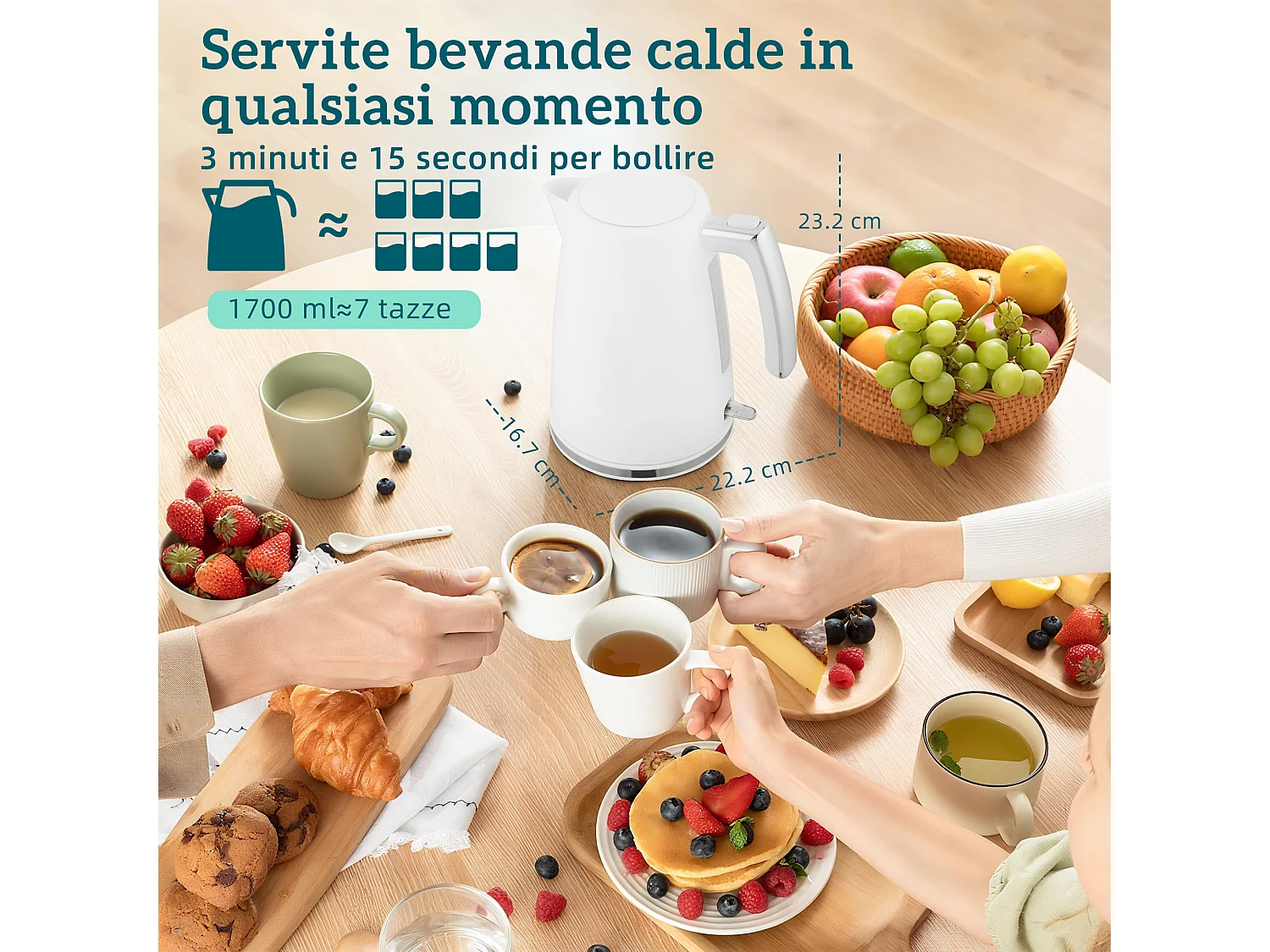 Set colazione tostapane a fessura larga a 2 fette con 7 livelli di doratura