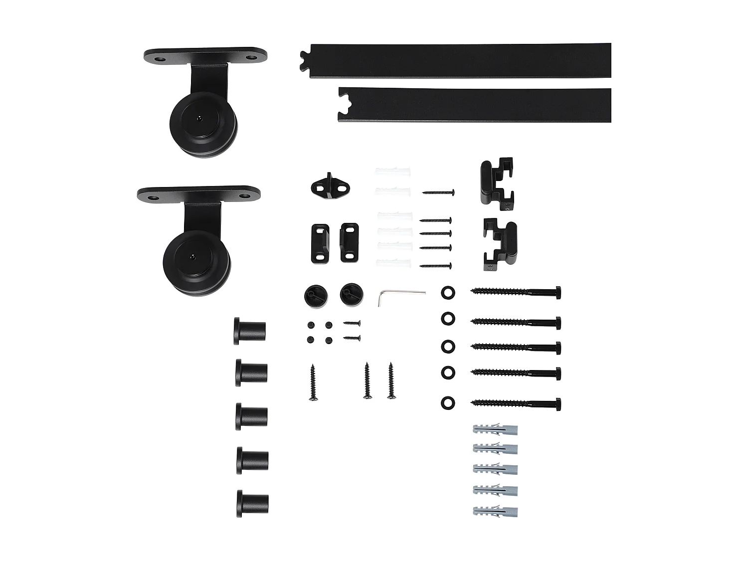 Kit porta scorrevole con binari, fermi e guide in acciaio 200x40x0.6cm