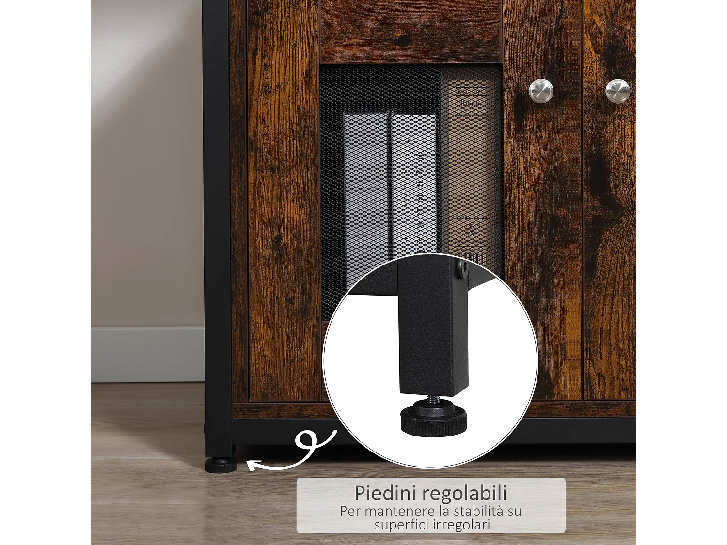 Mobile libreria 8 ripiani armadietto 2 ante stile industriale