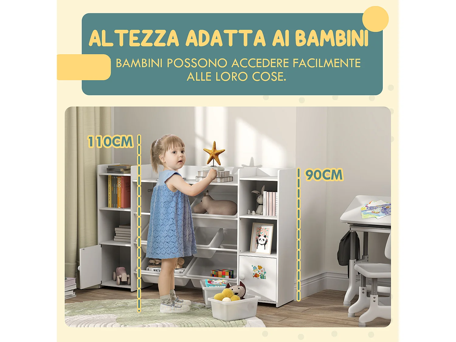 Scaffale portagiochi bambini libreria montessoriana per bambini