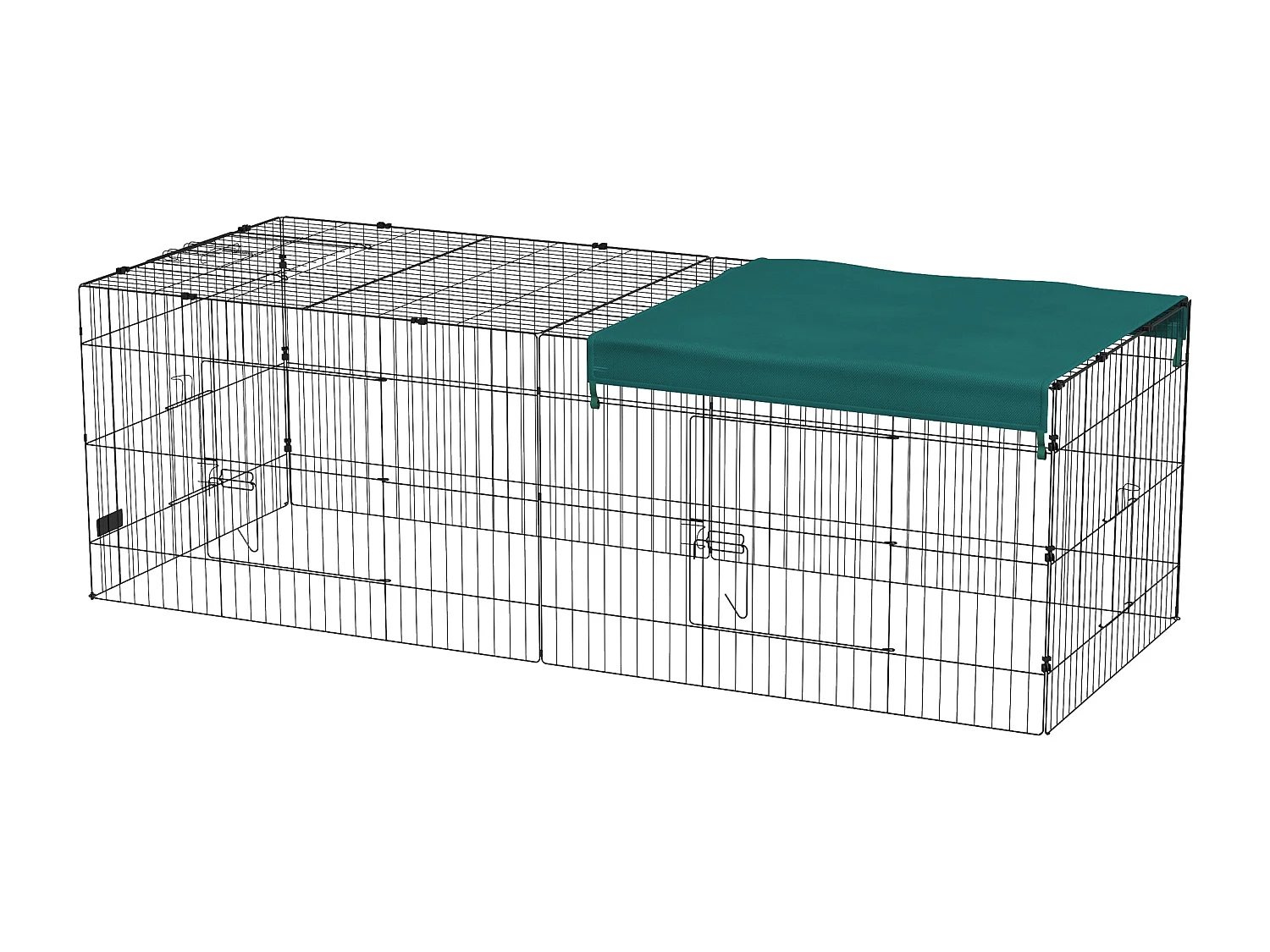 Gabbia per conigli con tettuccio 220x85x70cm in acciaio verde