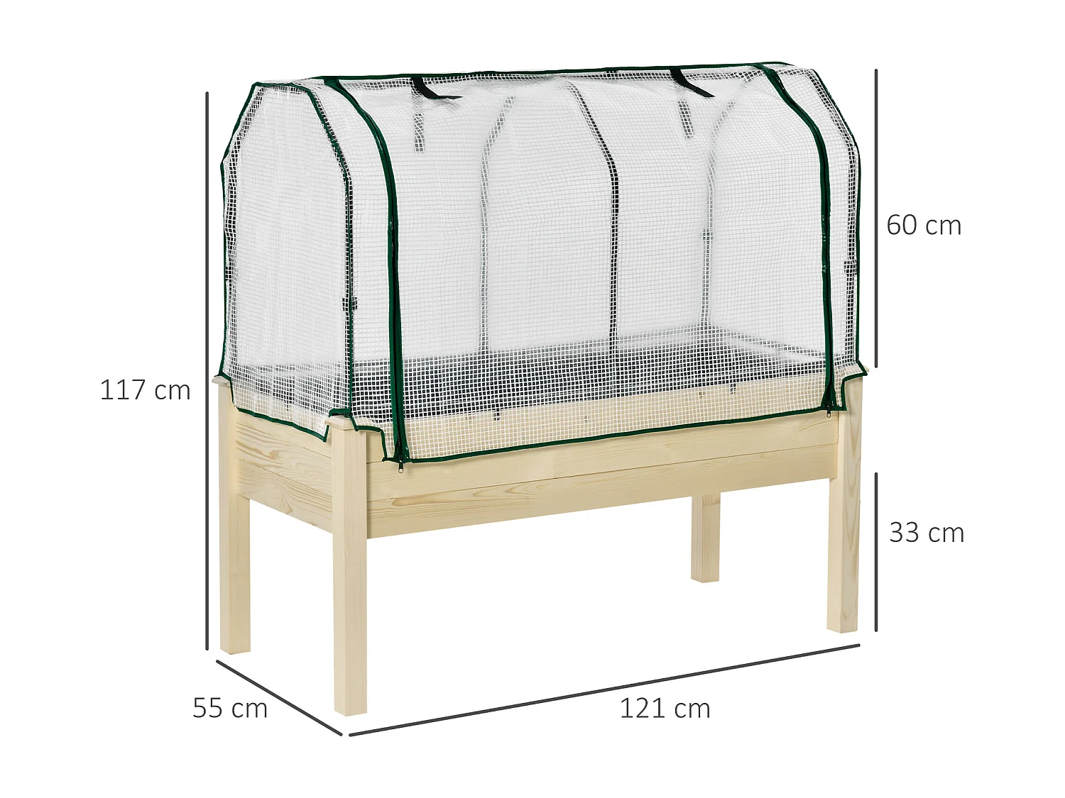 Letto per orto in cassetta con serra da giardino
