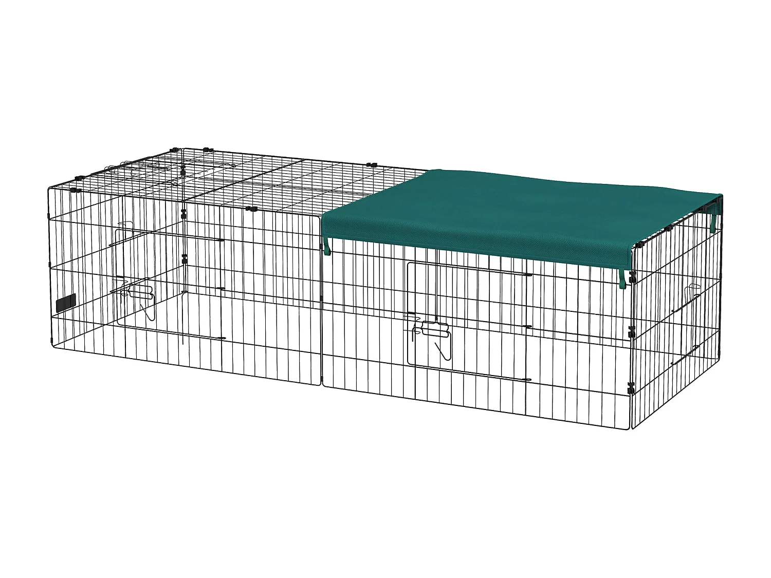 Gabbia per conigli con tettuccio 185x75x50cm in acciaio verde