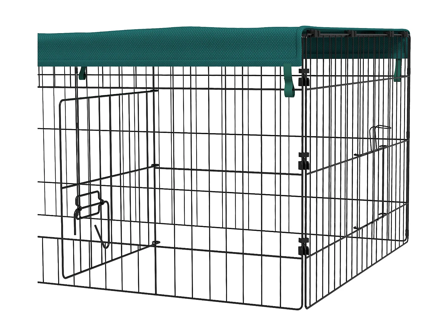 Gabbia per conigli con tettuccio 185x75x50cm in acciaio verde