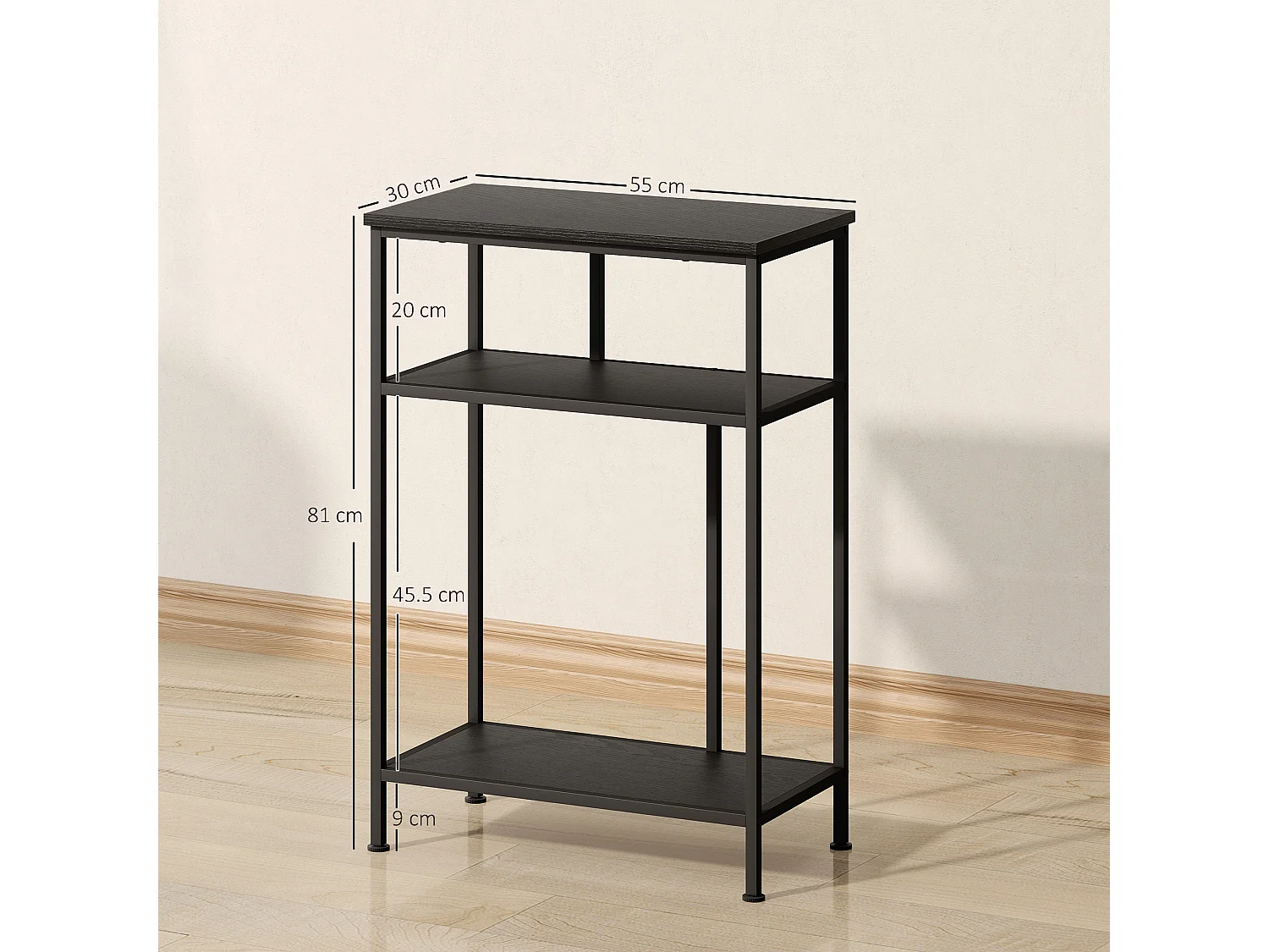 Mobile consolle con 3 ripiani tavolo consolle ingresso con struttura in metallo