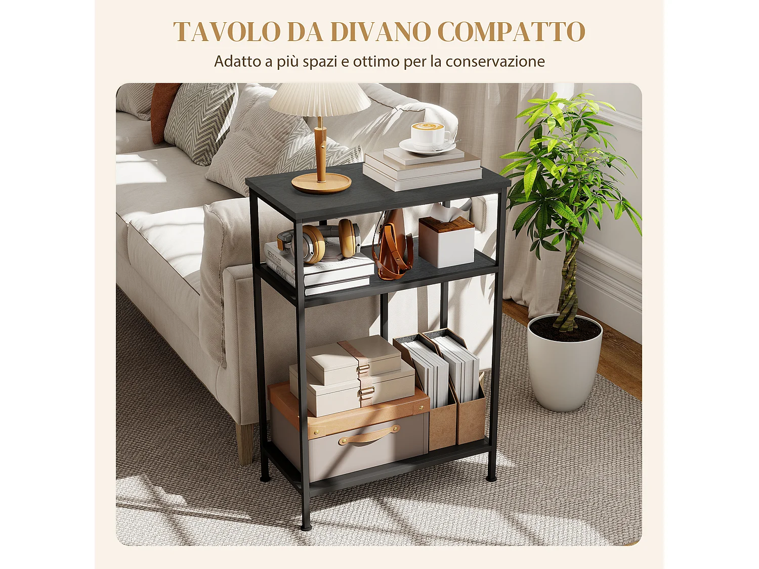 Mobile consolle con 3 ripiani tavolo consolle ingresso con struttura in metallo