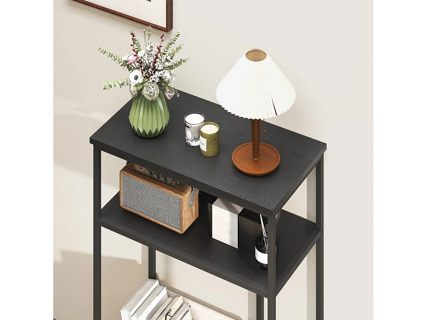 Mobile consolle con 3 ripiani tavolo consolle ingresso con struttura in metallo