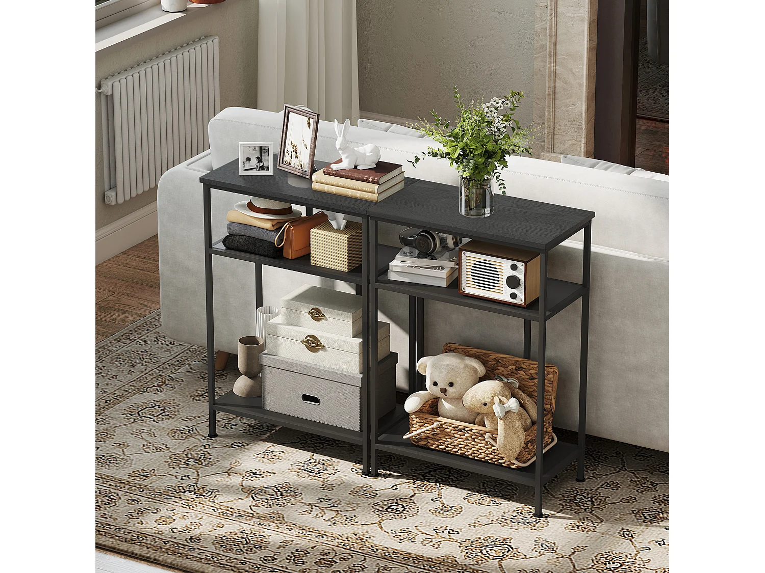 Mobile consolle con 3 ripiani tavolo consolle ingresso con struttura in metallo
