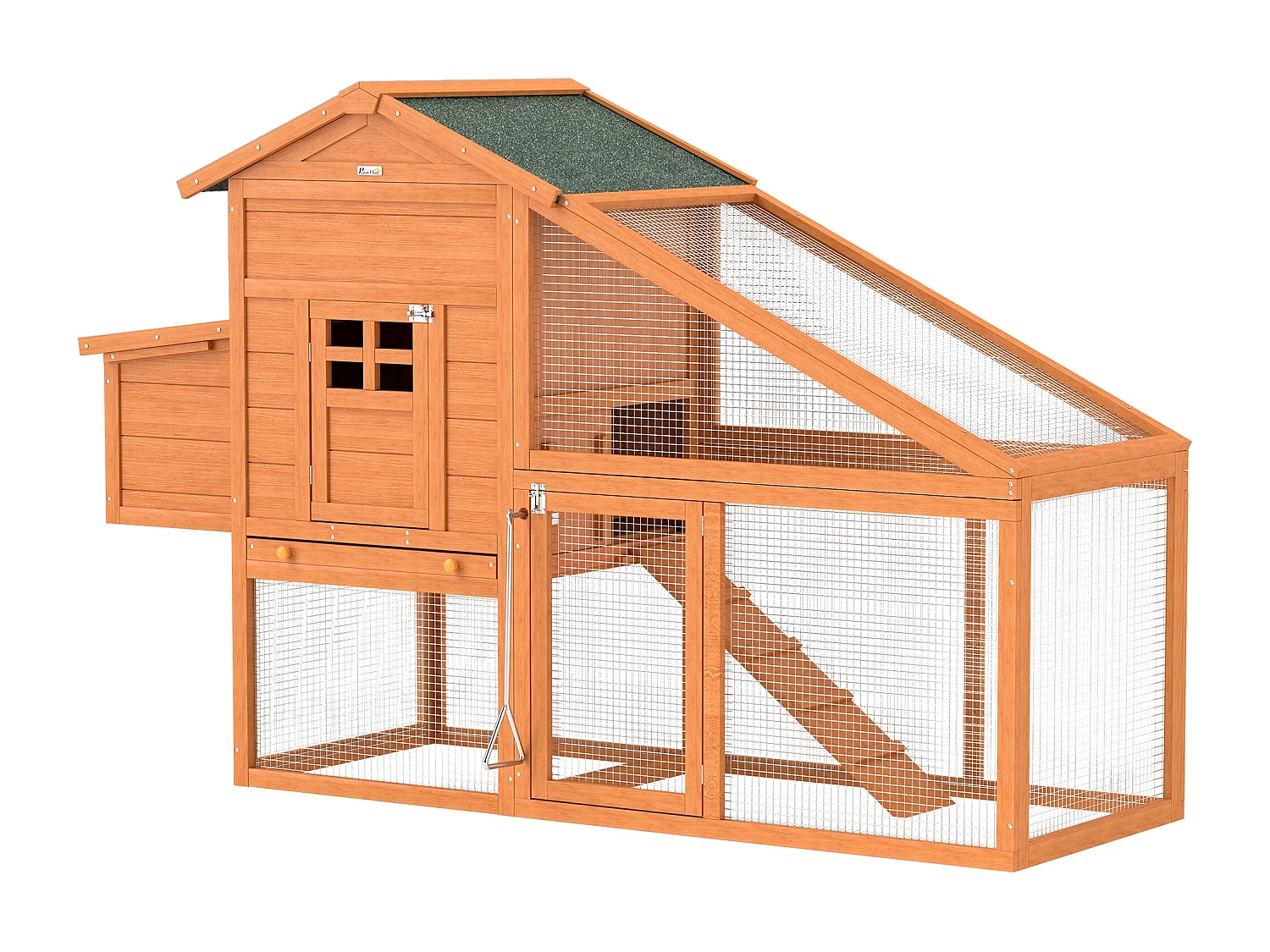 Pollaio da giardino per 1-2 galline in legno e metallo arancione